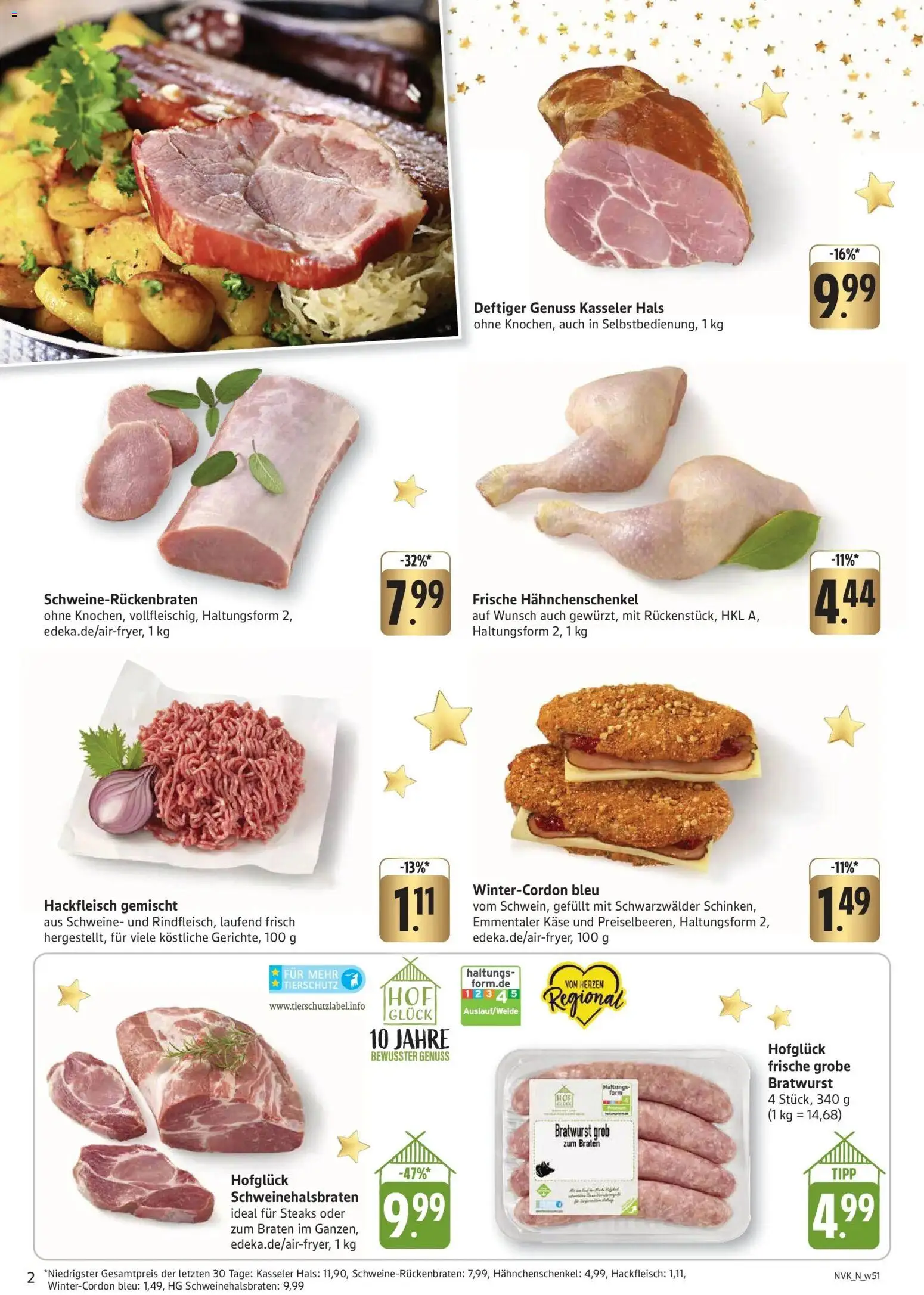 Edeka prospekt Mainz-Finthen	 – gültig ab 15.12.2025 | Seite: 2 | Produkte: Hahnchenschenkel, Käse, Bratwurst, Hackfleisch