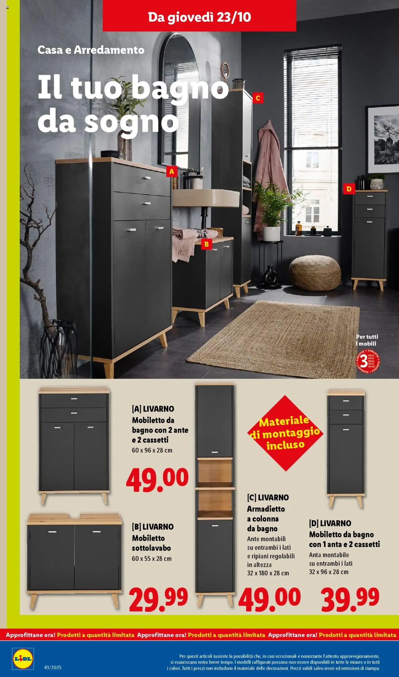 Volantino Lidl del 20.10.2025 | Pagina: 44 | Prodotti: Armadietto, Bagno
