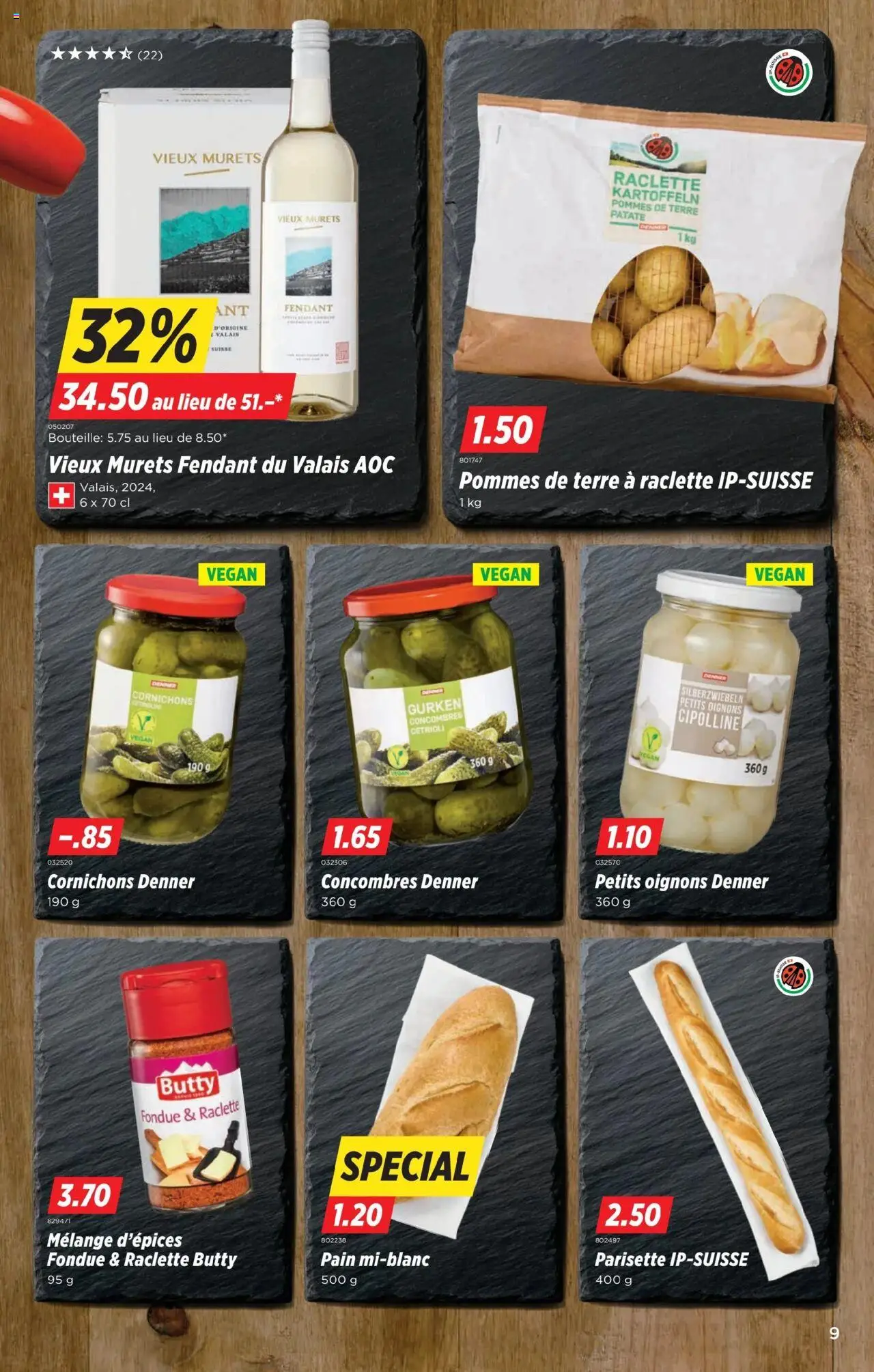 Denner Aktionen FR – gültig ab 07.10.2025 | Seite: 9 | Produkte: Baguette, Gurken, Raclette, Fondue