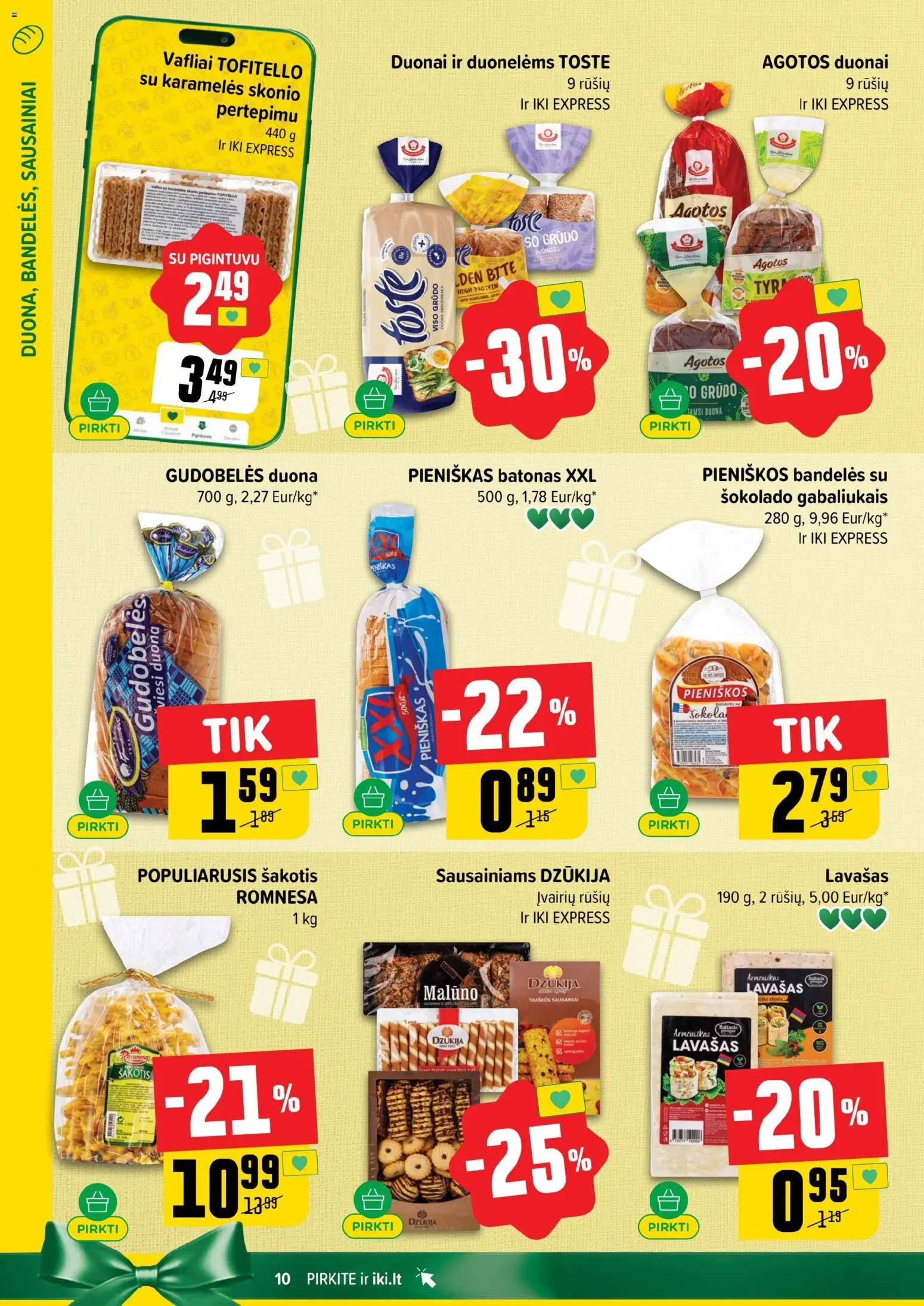 IKI akcijos nuo 27.10.2025 | Puslapis: 10 | Prekių: Sausainiai, Batonas, Duona, Vafliai