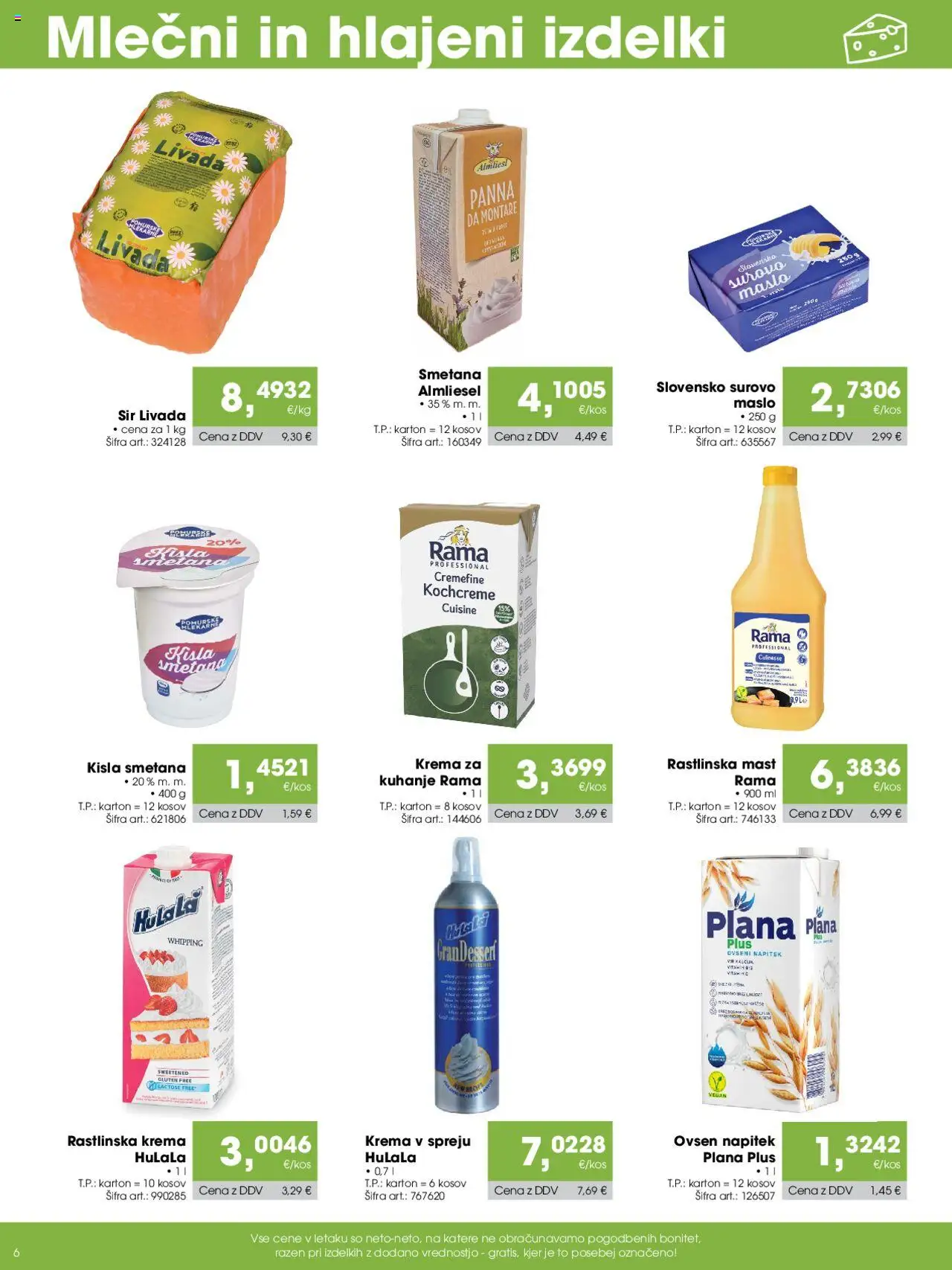 Tuš katalog cash & carry trgovec │ velja od 07.08.2025 | Stran: 6 | Izdelki: Krema, Maslo, Kisla smetana, Smetana