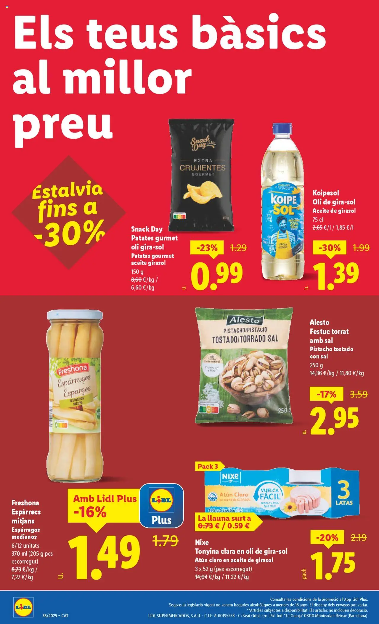Lidl folleto │ válido desde el 15.09.2025 | Página: 2 | Productos: Aceite, Νερό καρύδας, Aceite de girasol, Atún claro