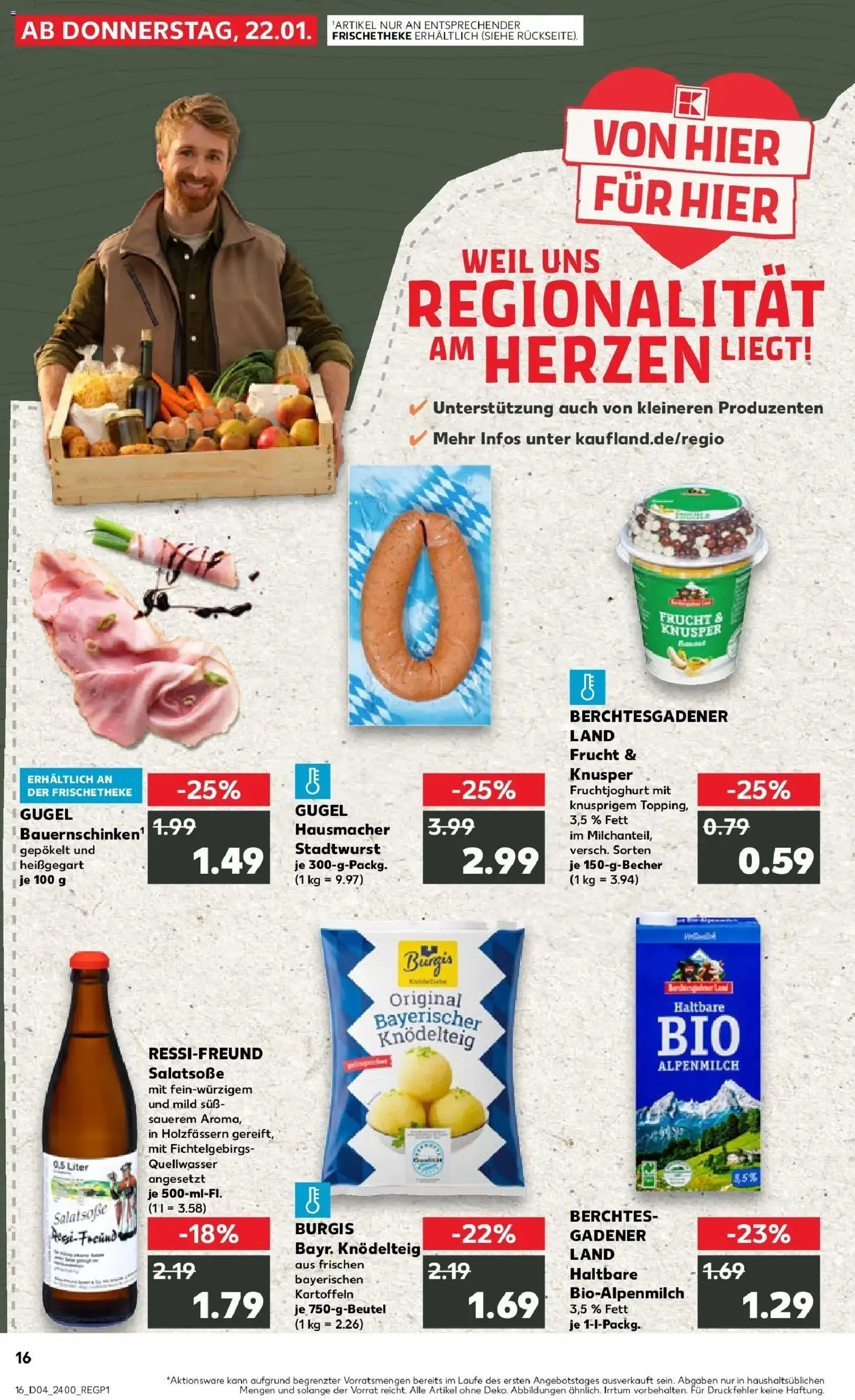 Kaufland prospekt Sulzbach-Rosenberg	 – gültig ab 22.01.2026 | Seite: 16 | Produkte: Dressing, Fruchtjoghurt, Kartoffeln