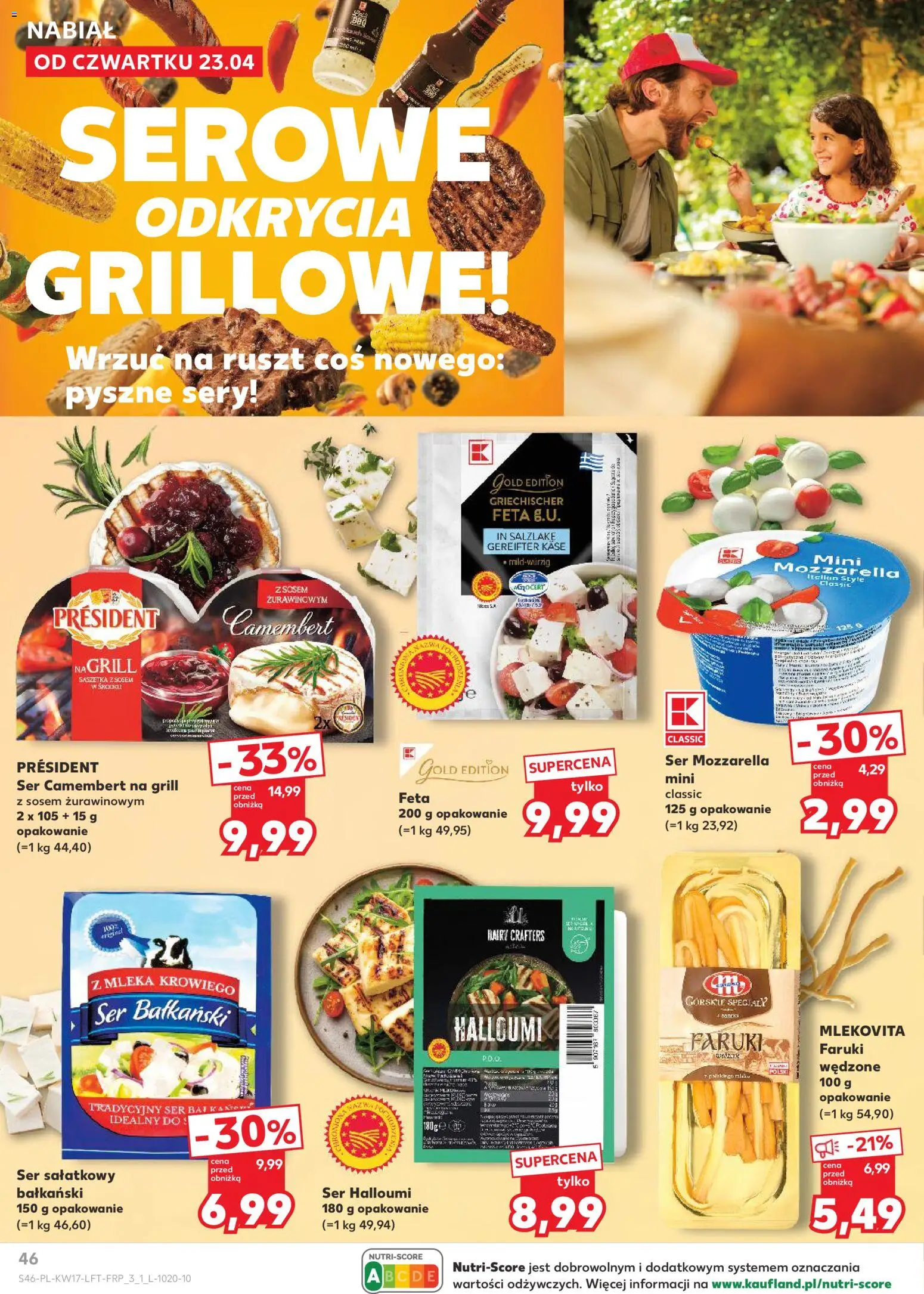 Kaufland gazetka od 23.04.2026 | Strona: 46 | Produkty: Halloumi, Ser camembert, Camembert, Sery