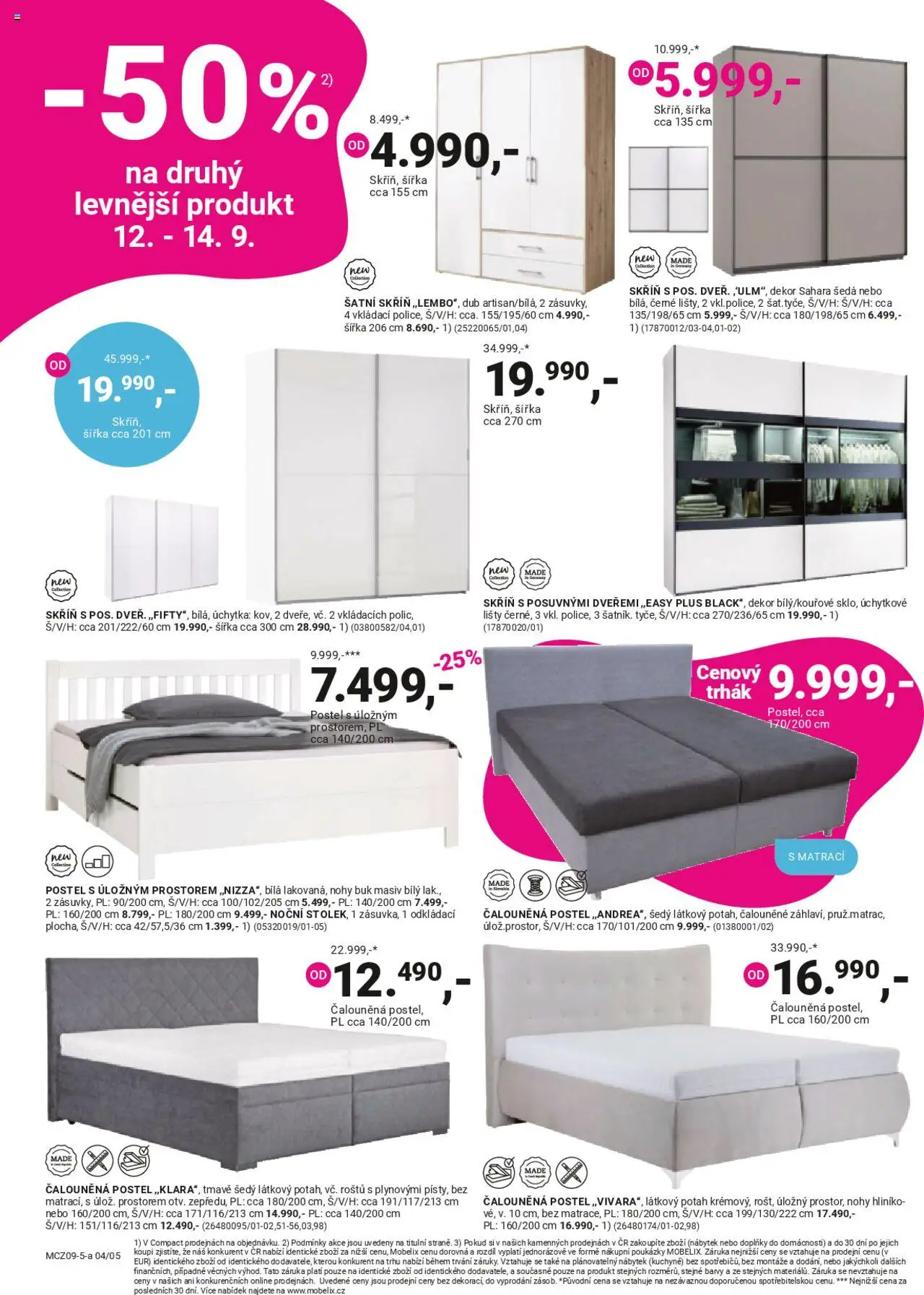 Möbelix leták od 09.09.2025 | Strana: 4 | Produkty: Nábytek, Postel, Šatní skříň, Barvy