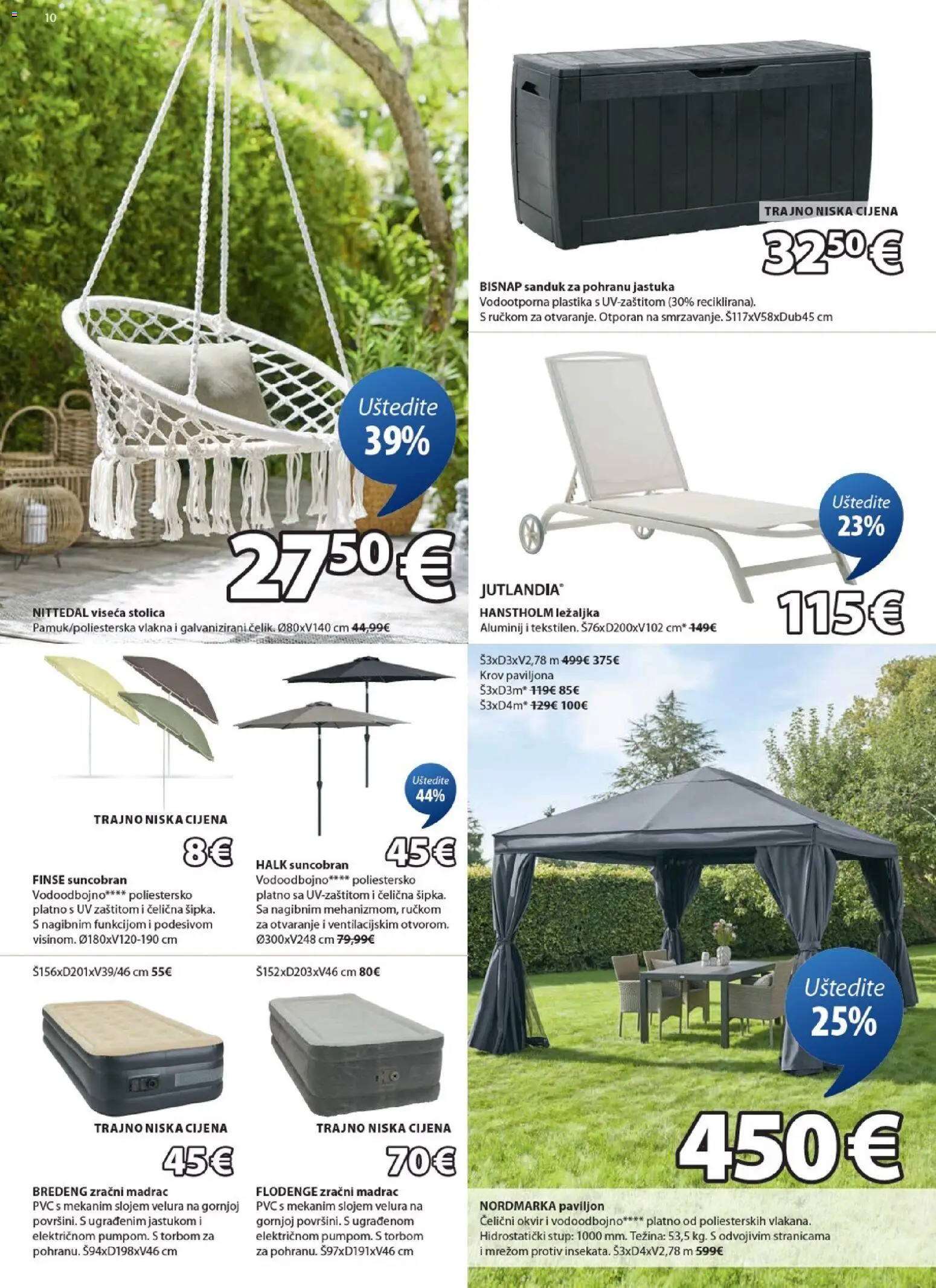 JYSK katalog | vrijedi od 04.03.2026 | Stranica: 10 | Proizvodi: Madrac, Ležaljka, Stolica, Suncobran