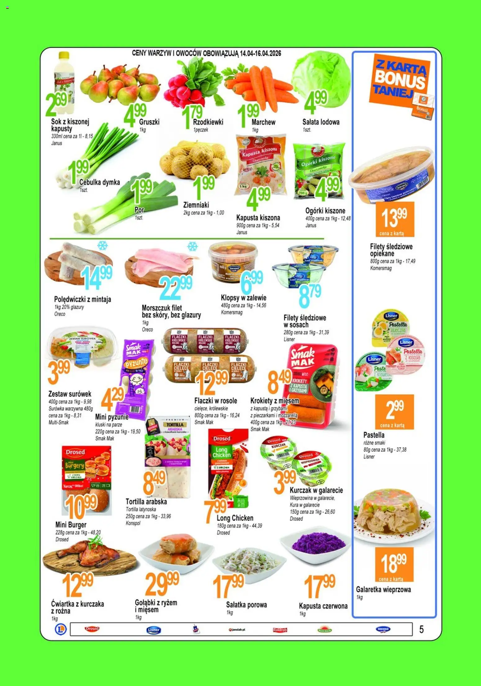 E.Leclerc gazetka - Tychy od 14.04.2026 | Strona: 5 | Produkty: Kurczak, Tortilla, Ćwiartka z kurczaka, Ogórki