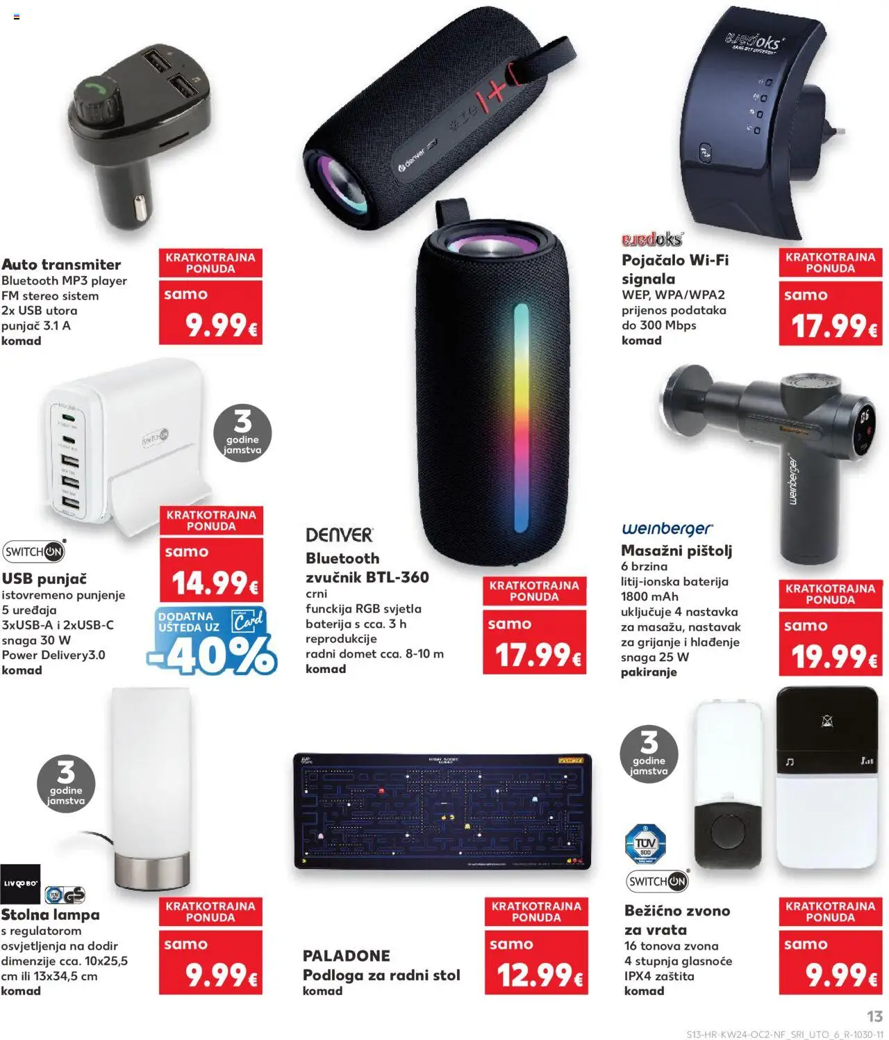 Kaufland HR akciós ujság - amely érvényes a következő dátumtól: 11.06.2025 | Oldal: 13 | Termékek: MP3, USB, Lámpa