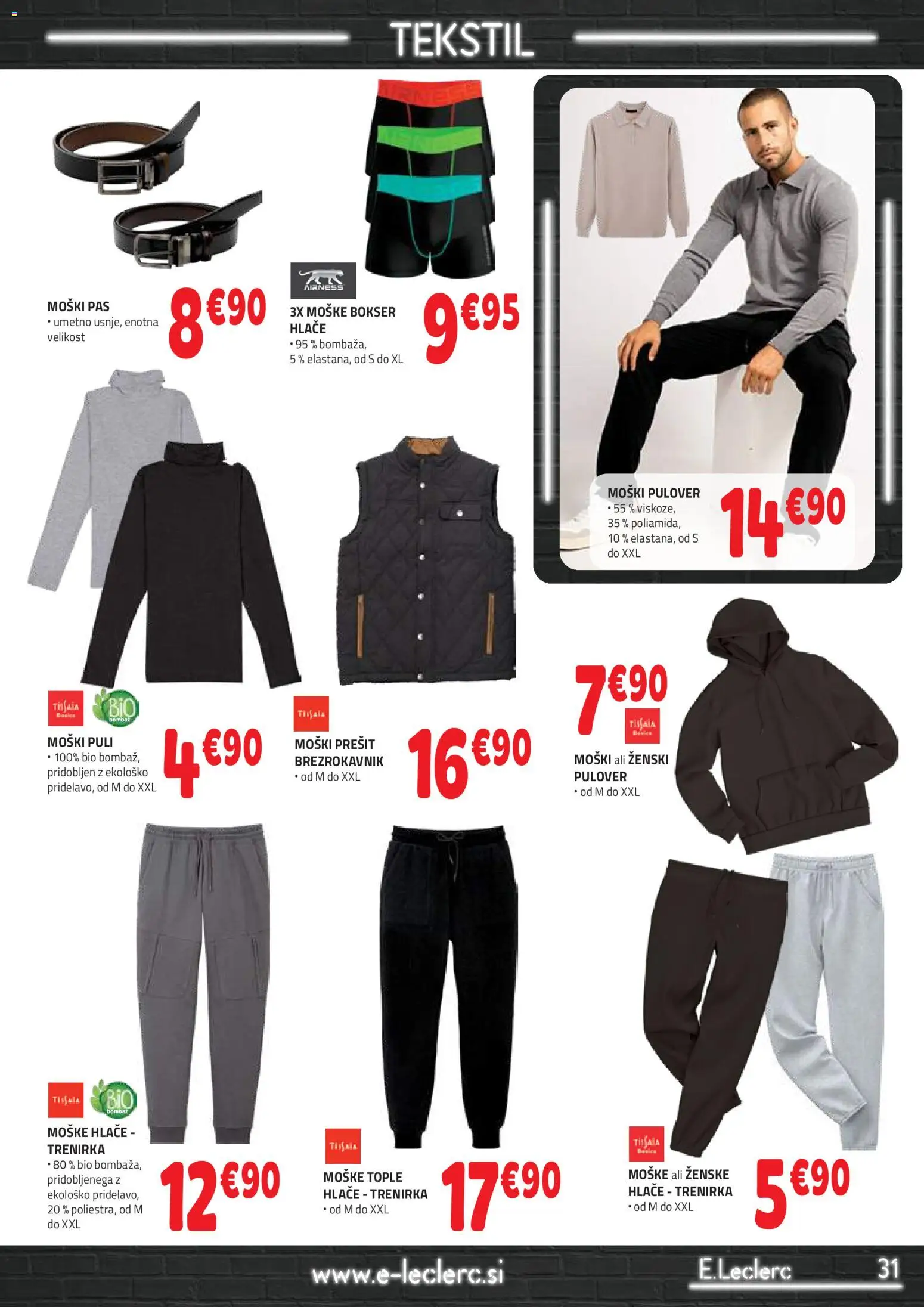 Novi E.leclerc katalog ponudbe – veljaven od 29.10.2025 | Stran: 31 | Izdelki: Pulover, Brezrokavnik, Hlace, Pas