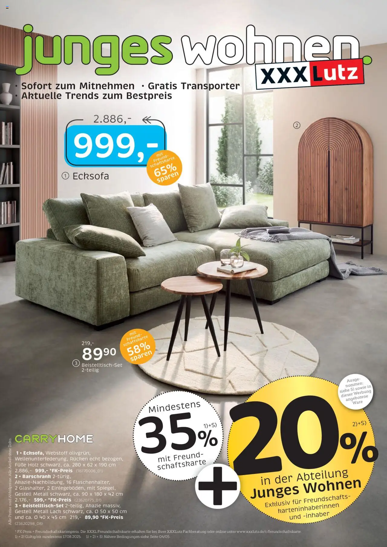 XXXL Lutz Junges Wohnen - gültig ab dem 04.08.2025 | Seite: 1 | Produkte: Ecksofa