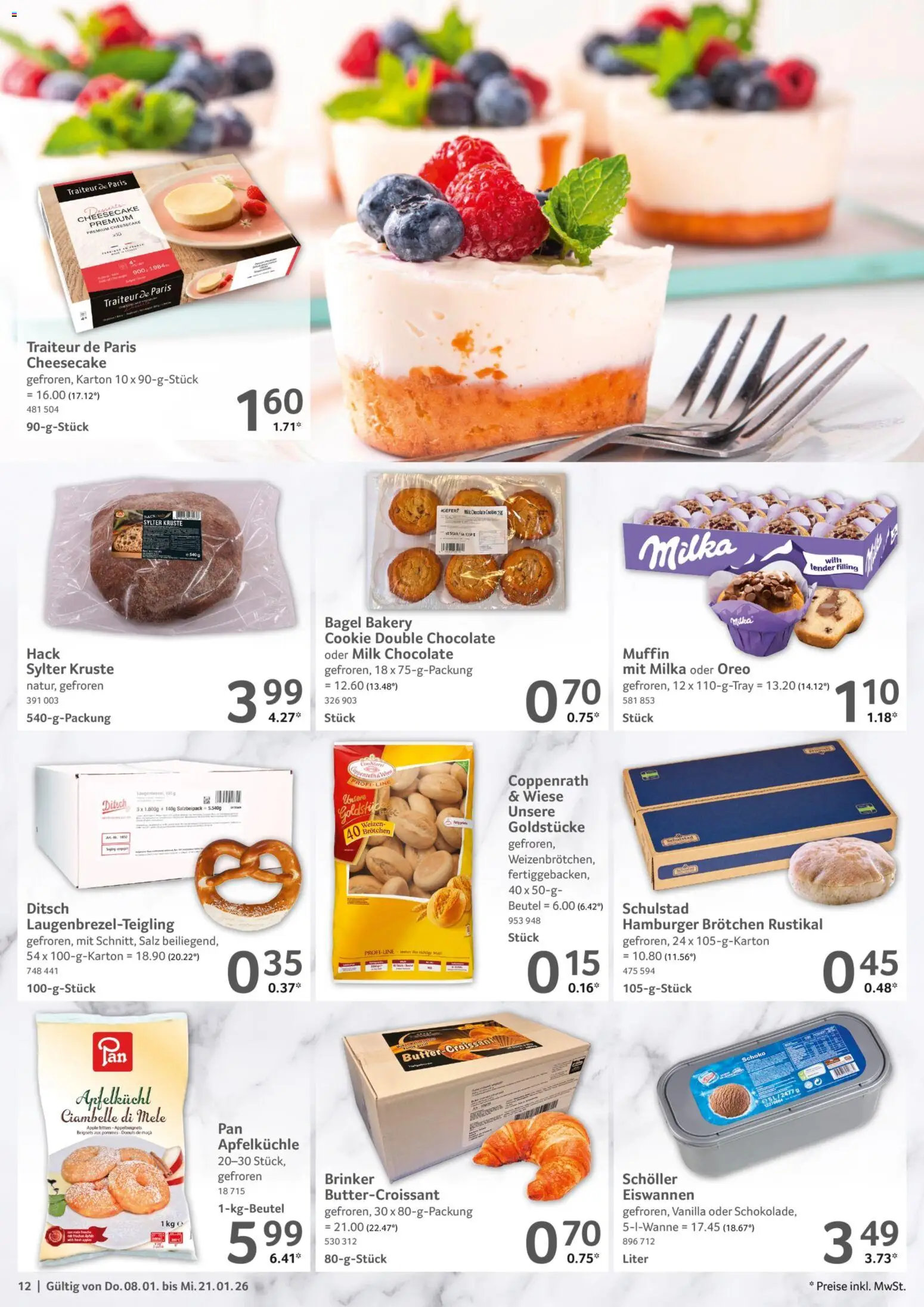 Selgros Gastronomie – gültig ab 08.01.2026 | Seite: 12 | Produkte: Pommes, Milka, Donuts, Salz