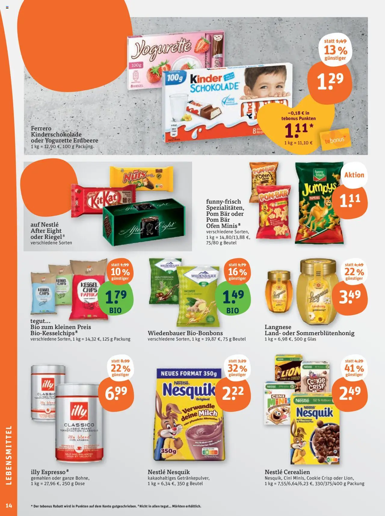 Tegut Prospekt - gültig ab dem 11.08.2025 | Seite: 16 | Produkte: Schokolade, Funny frisch, Paprika, Chips