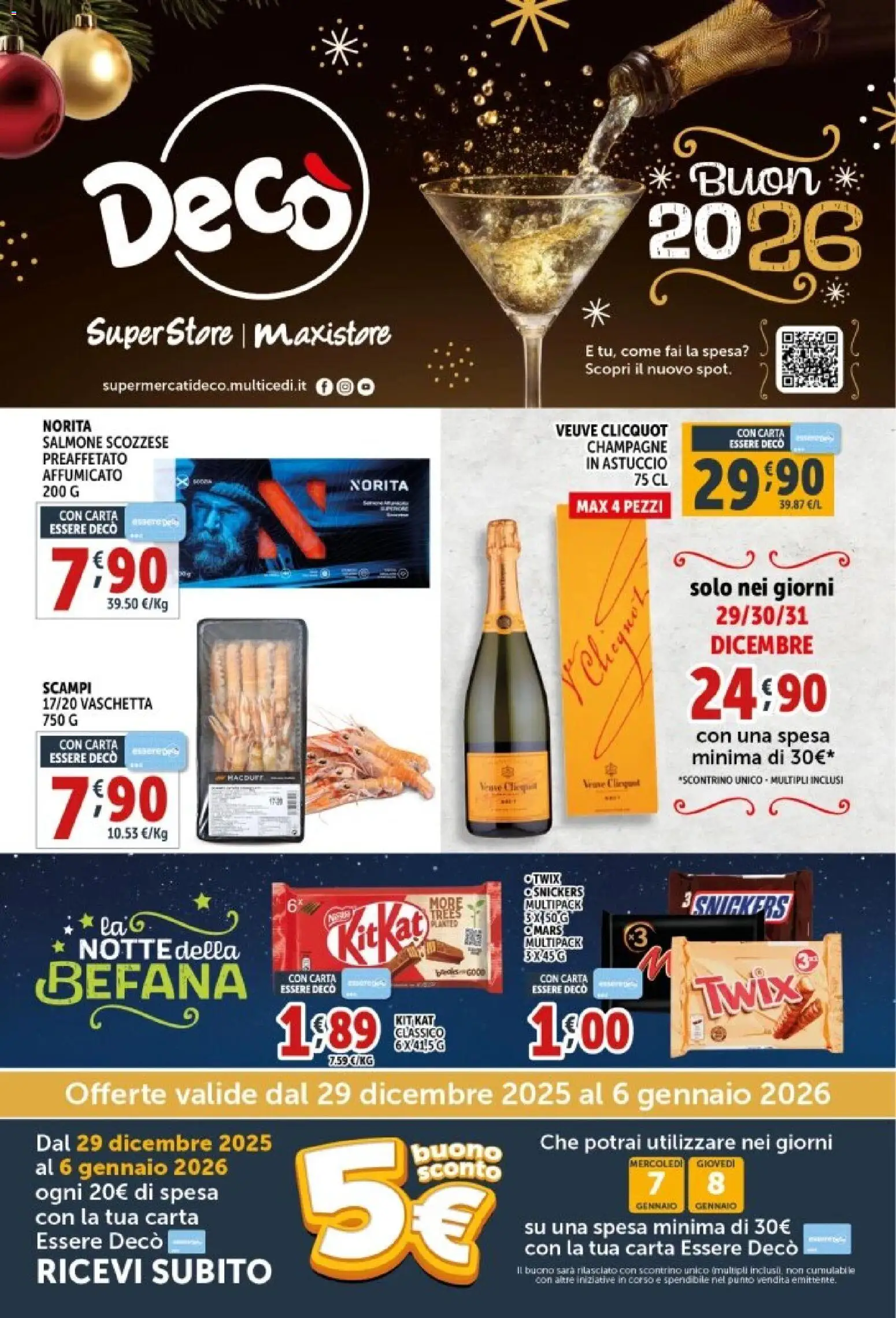 Volantino Decò del 29.12.2025 | Pagina: 1 | Prodotti: Salmone, Champagne, Astuccio