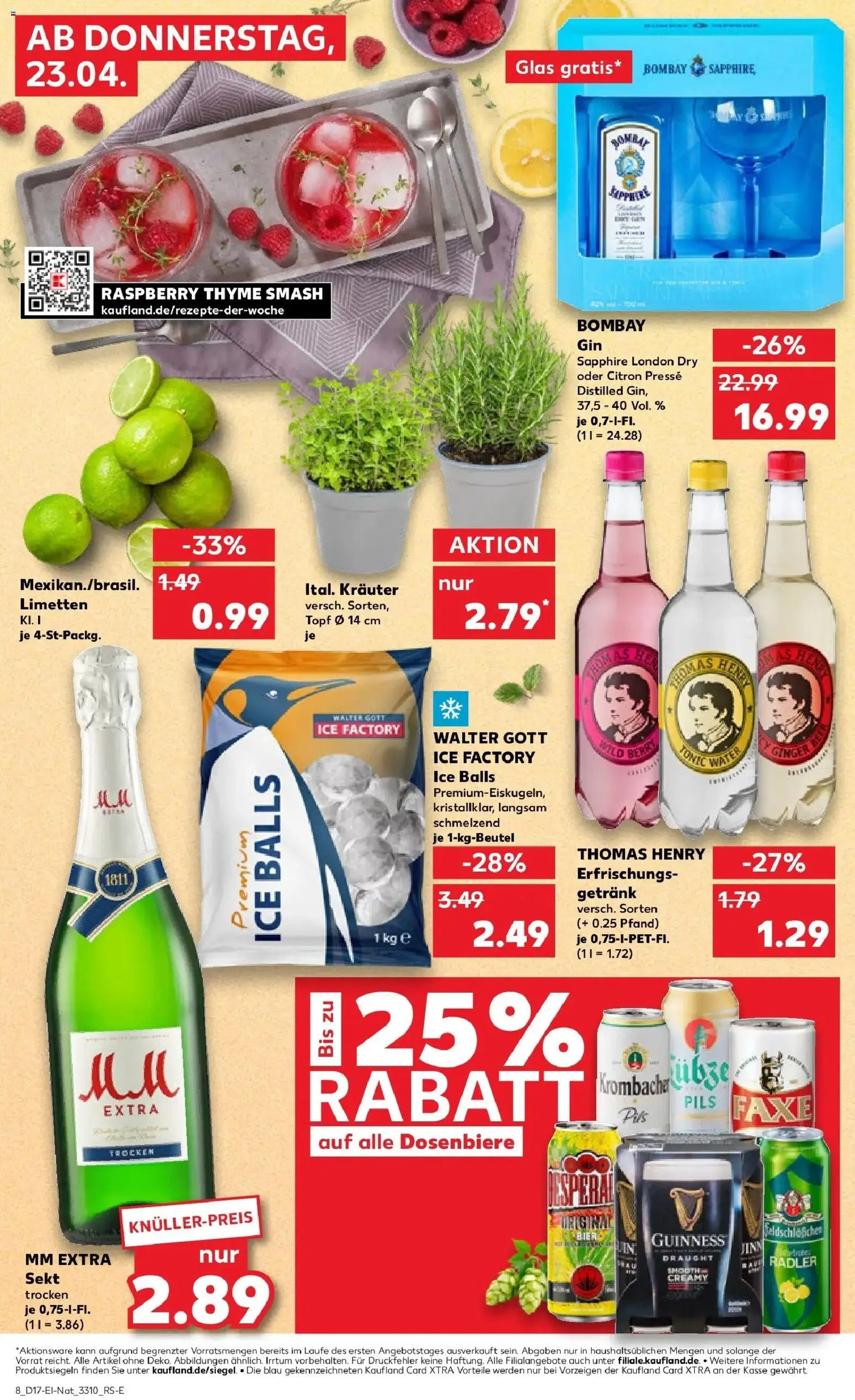 Kaufland Prospekt Weißenfels	 – gültig ab 23.04.2026 | Seite: 8 | Produkte: Limetten, Bier, Sekt, Krombacher