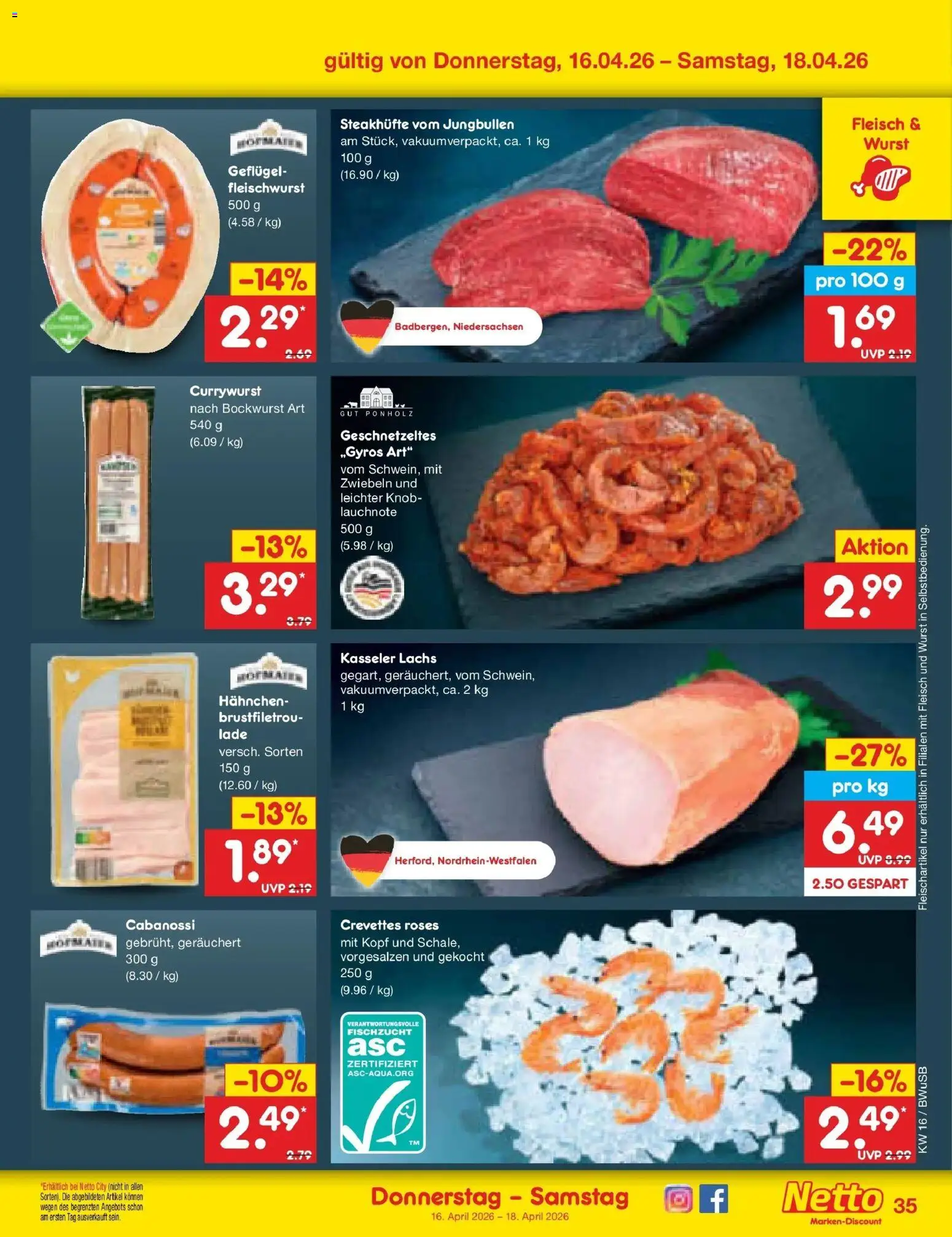 Netto Marken-Discount Prospekt Stemwede-Dielingen	 – gültig ab 13.04.2026 | Seite: 53 | Produkte: Gyros, Zwiebeln, Wurst, Fleisch