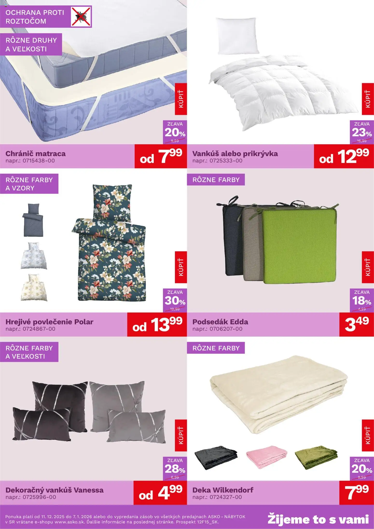 Nové ASKO nábytok akcie – leták je platný od 11.12.2025 | Strana: 3 | Produkty: Nábytok, Vankúš, Prikrývka