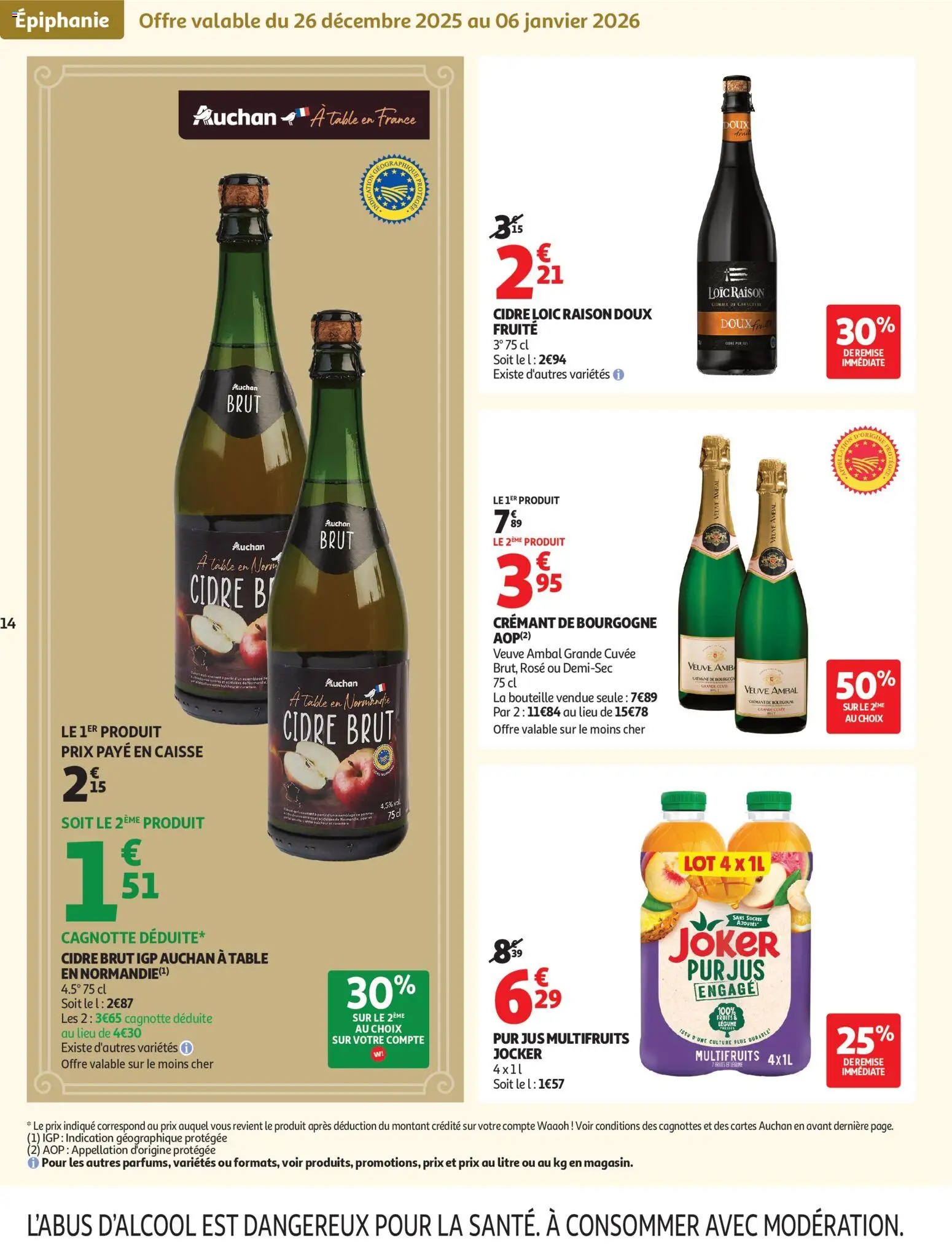 {H1} | Page: 14 | Produits: Cidre brut, Crémant de bourgogne, Crémant, Jus