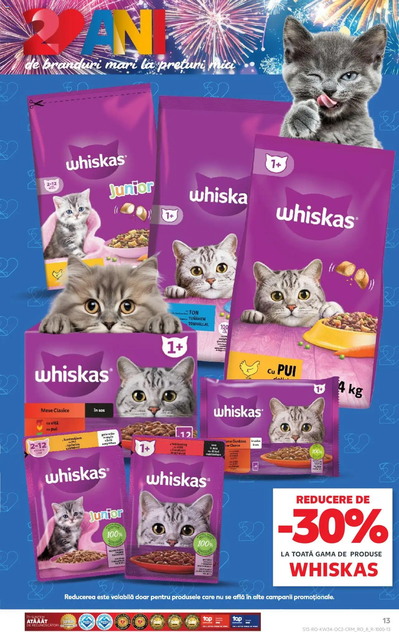 Kaufland RO akciós ujság - amely érvényes a következő dátumtól: 20.08.2025 | Oldal: 13 | Termékek: Whiskas
