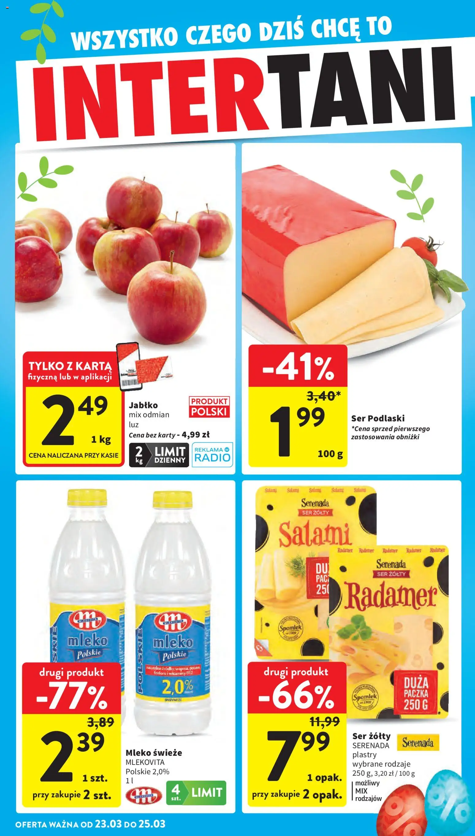Intermarche gazetka od 19.03.2026 | Strona: 46 | Produkty: Ser żółty, Karta, Mleko, Salami