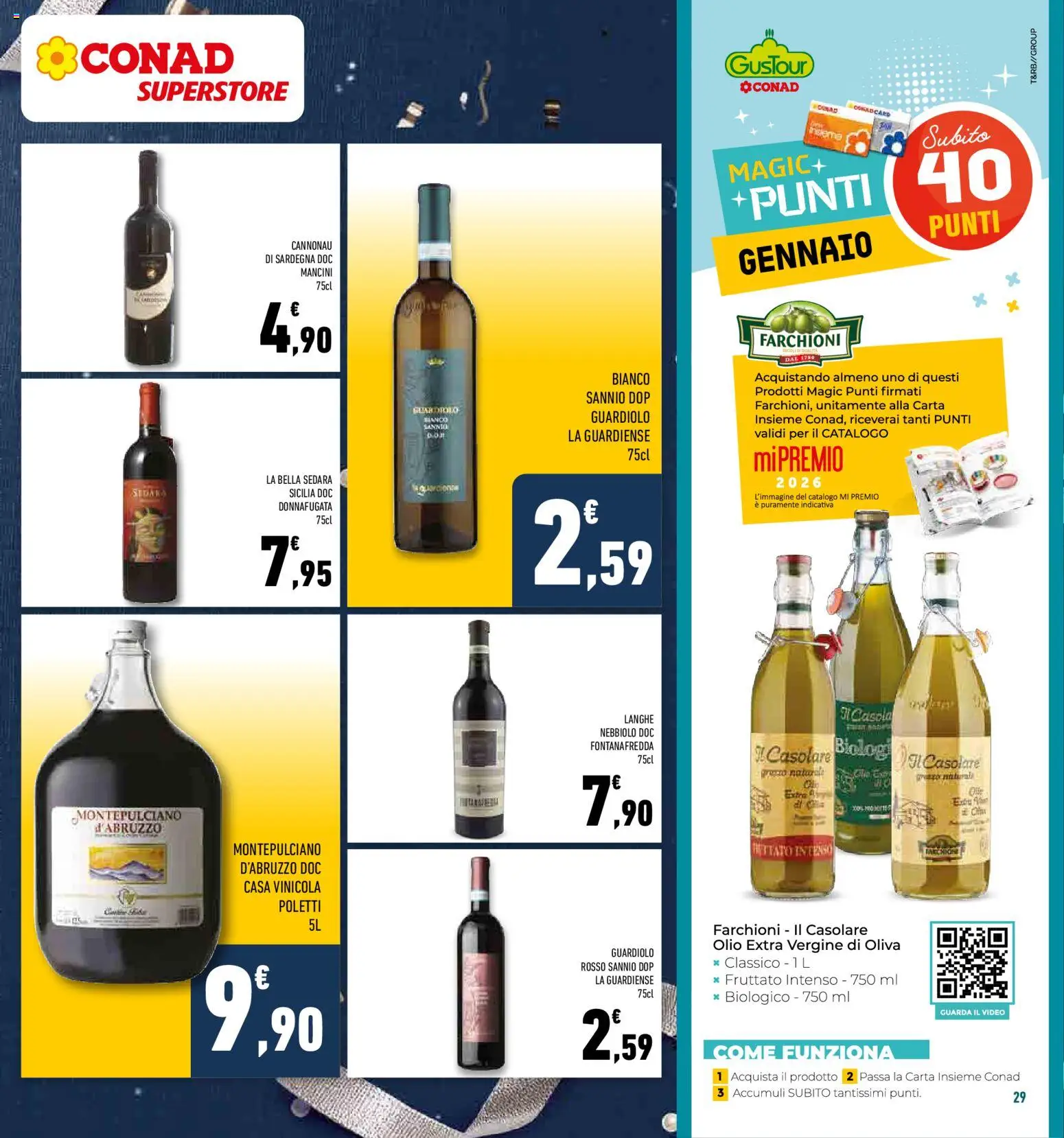 Volantino Conad del 27.12.2025 | Pagina: 29 | Prodotti: Olio, Olive, Video, Olio extra vergine