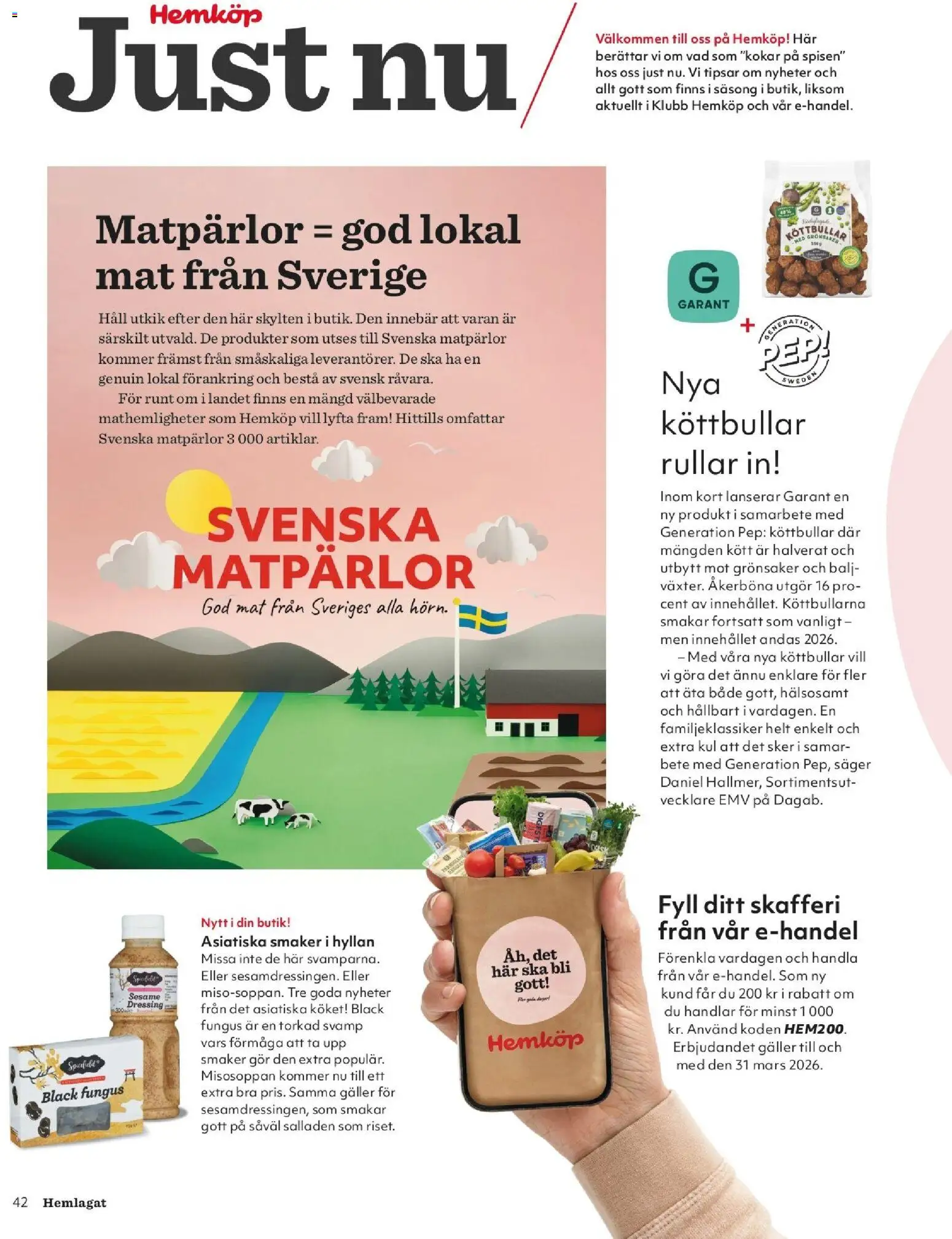Hemköp reklamblad aktuell från 19.02.2026 | Sida: 42 | Produkter: Svamp, Köttbullar, Galler, Häll