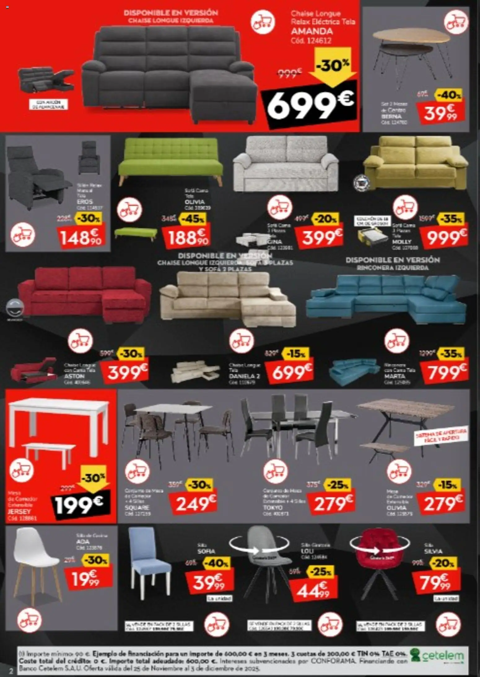 Conforama Black Friday │ válido desde el 25.11.2025 | Página: 2 | Productos: Cama, Sofá