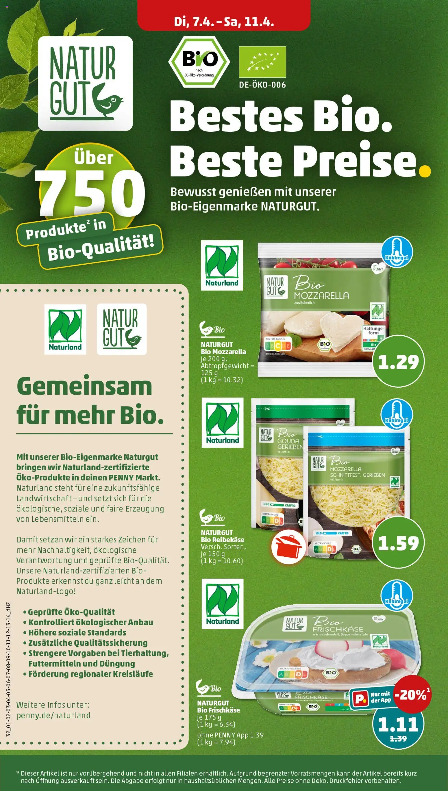 Penny Prospekt 	 – gültig ab 07.04.2026 | Seite: 32 | Produkte: Mozzarella, Gouda, Reibekase, Frischkase
