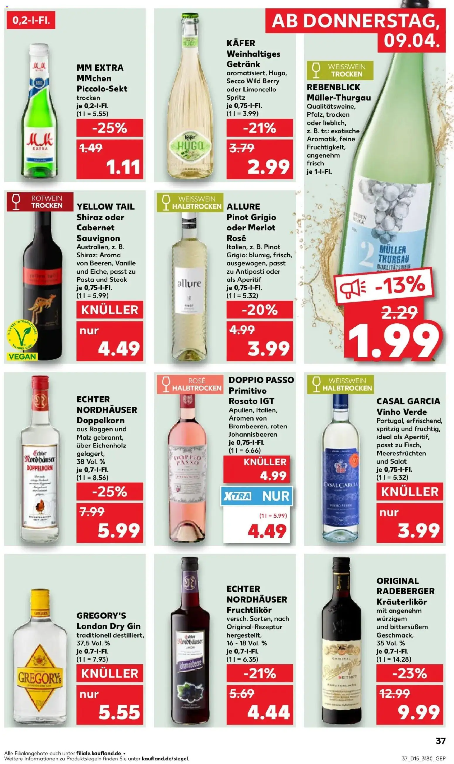 Kaufland Prospekt Delitzsch	 – gültig ab 07.04.2026 | Seite: 49 | Produkte: Weißwein halbtrocken, Merlot, Doppio Passo, Limoncello