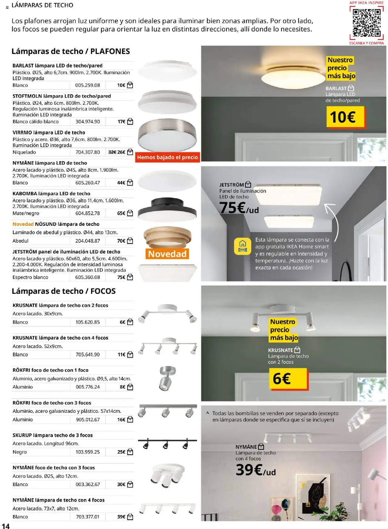 Catálogo IKEA Iluminación │ válido desde el 06.02.2025 | Página: 14 | Productos: Lámpara de techo, Lámpara
