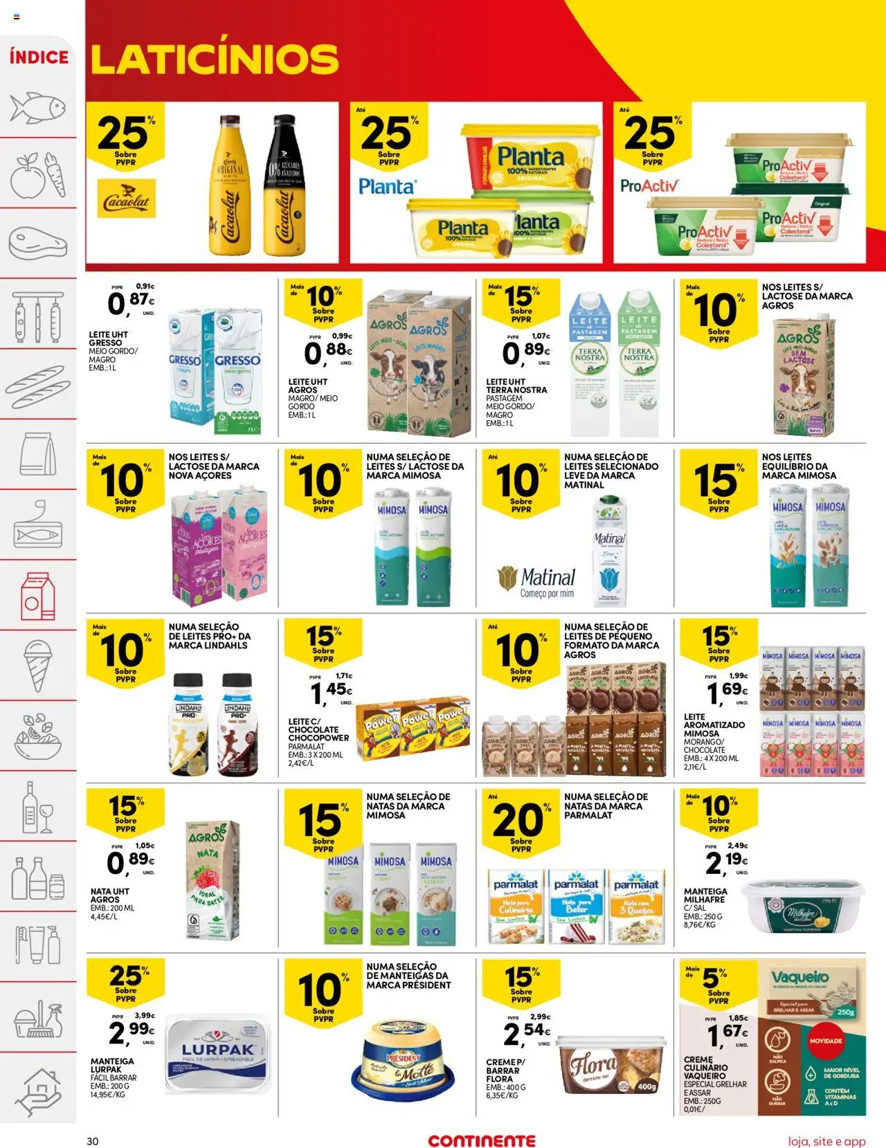 Continente folheto │ válido de 03.06.2025 | Página: 30 | Produtos: Leite, Manteiga, Chocolate, Natas