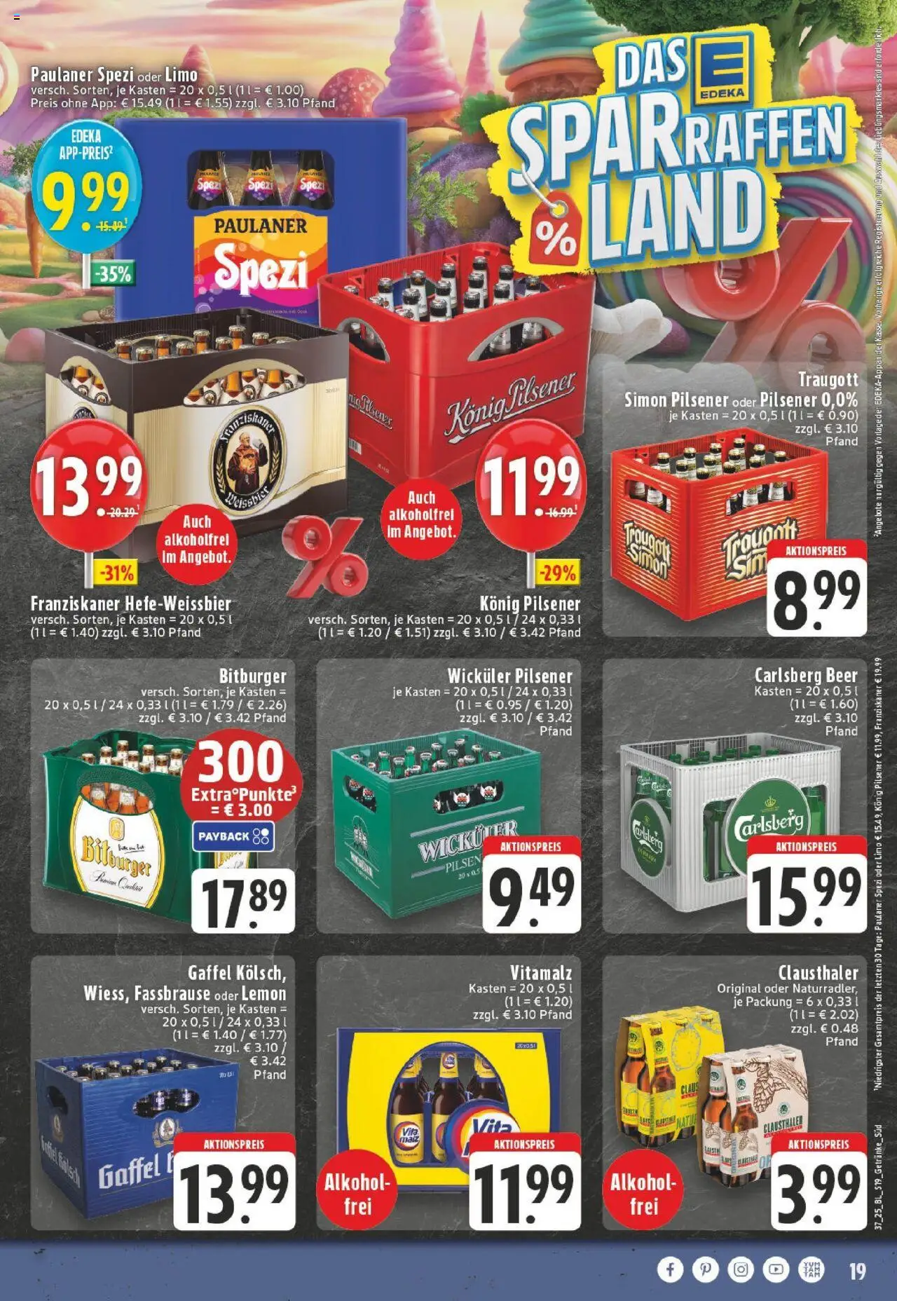 Edeka prospekt Hennef - Stossdorf	 – gültig ab 07.09.2025 | Seite: 19 | Produkte: Bitburger, Carlsberg, Paulaner spezi, Paulaner