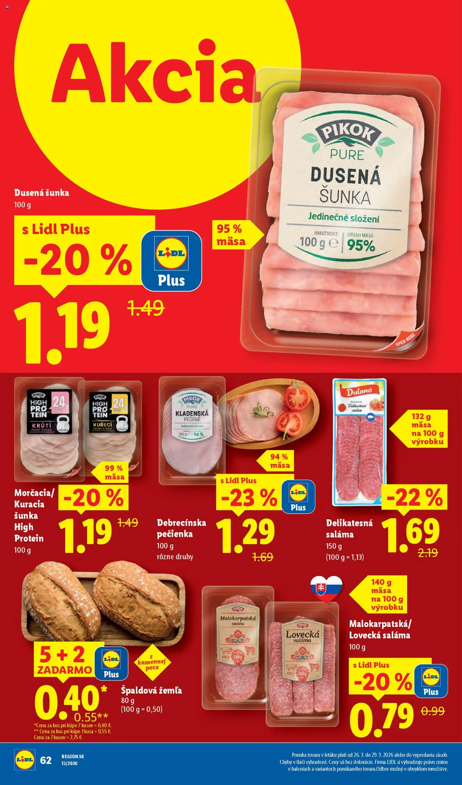 Nové Lidl akcie – leták je platný od 23.03.2026 | Strana: 72 | Produkty: Saláma, Šunka, Protein