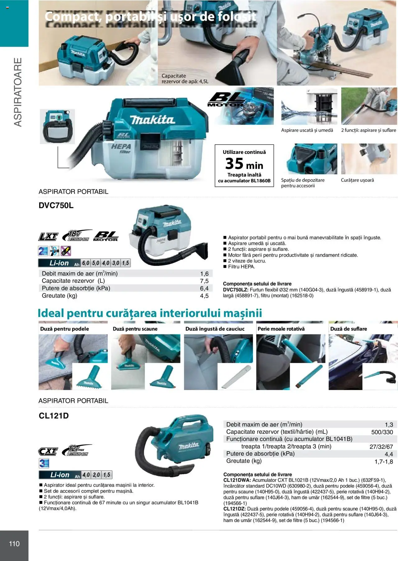 Noul catalog Makita – valabil de la 08.01.2025 | Pagină: 110 | Produse: Încărcător, Perie rotativă, Perie, Apă