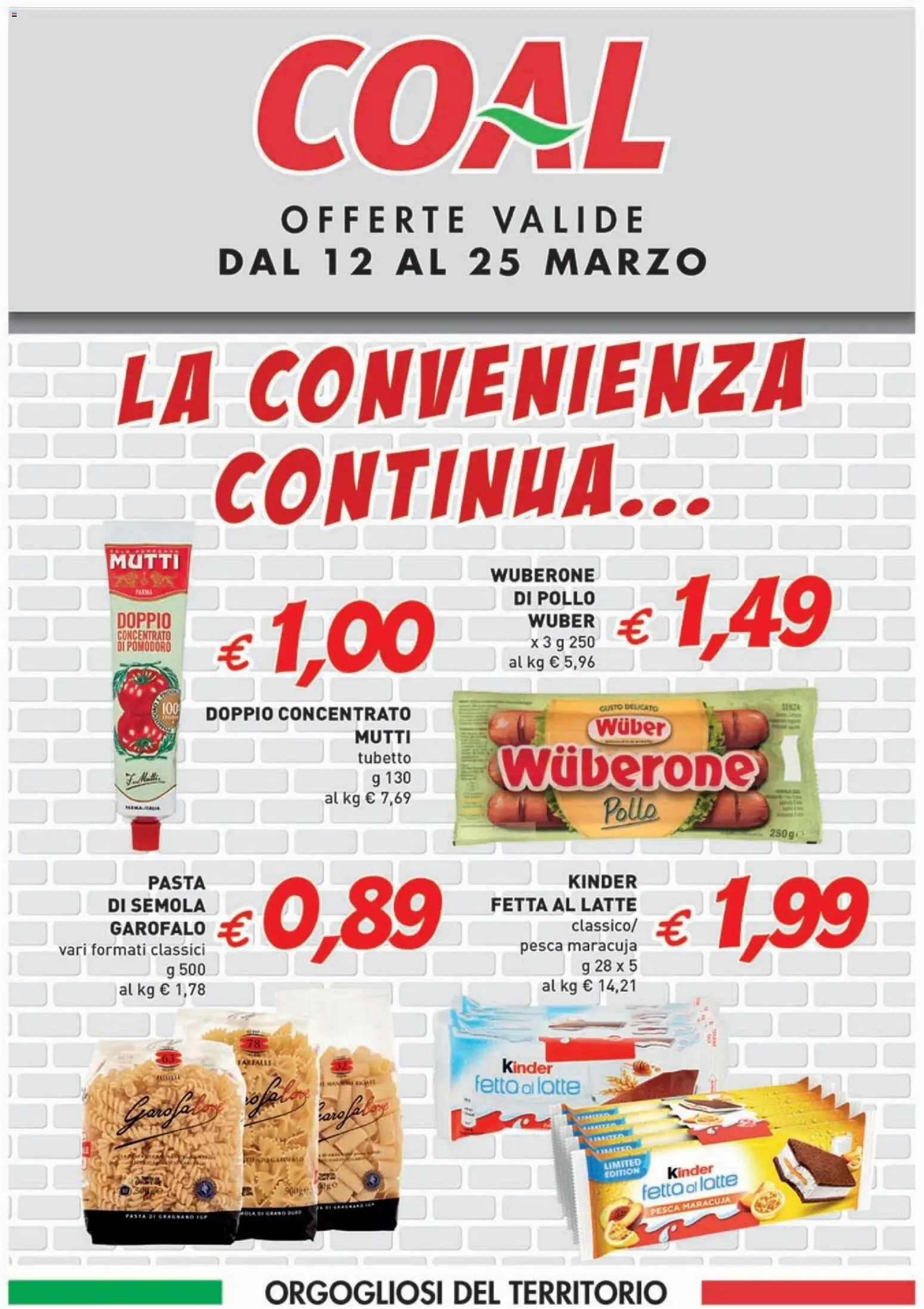 Volantino Coal del 12.03.2026 | Pagina: 1 | Prodotti: Pollo, Latte, Pesca, Mutti