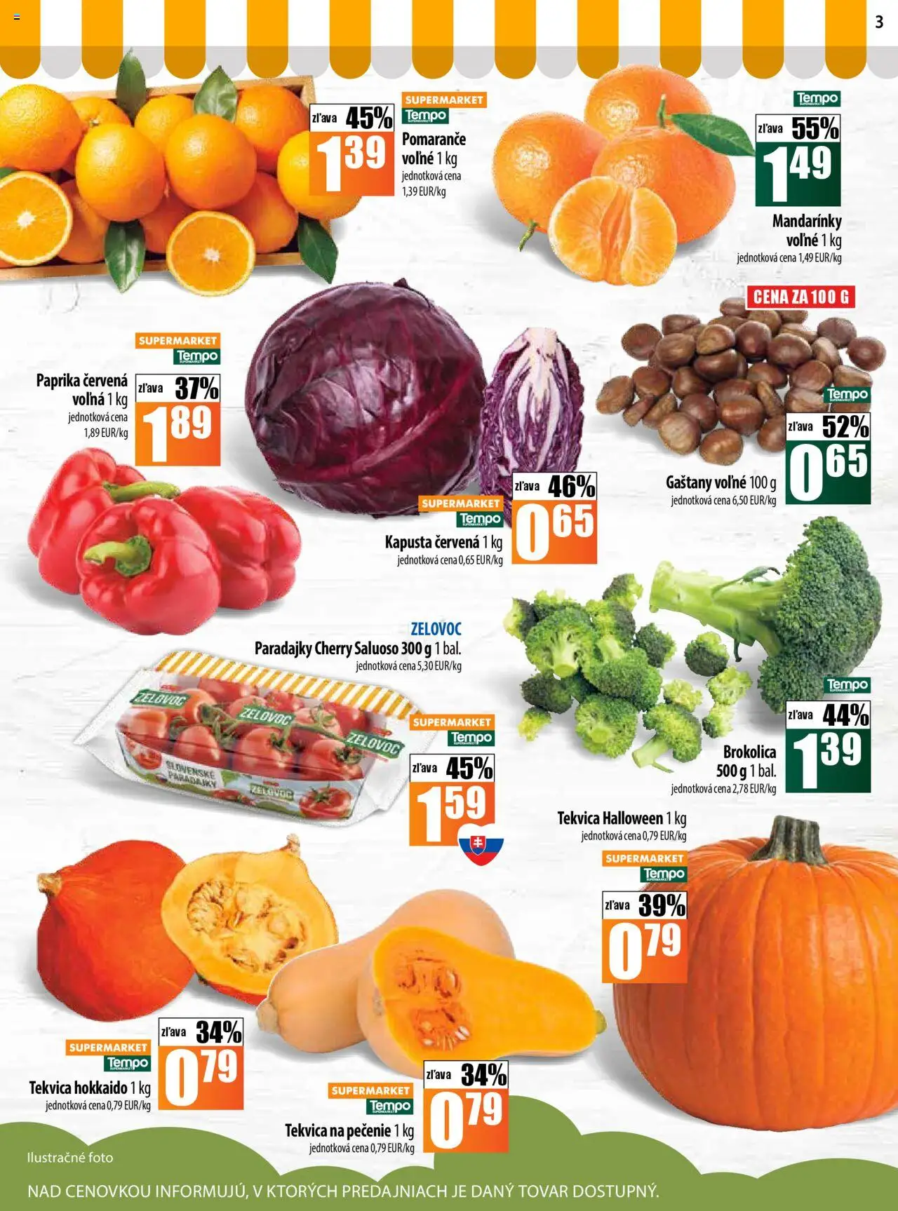 Nové COOP Jednota akcie – leták je platný od 16.10.2025 | Strana: 3 | Produkty: Paprika, Pomaranče, Kapusta červená, Brokolica