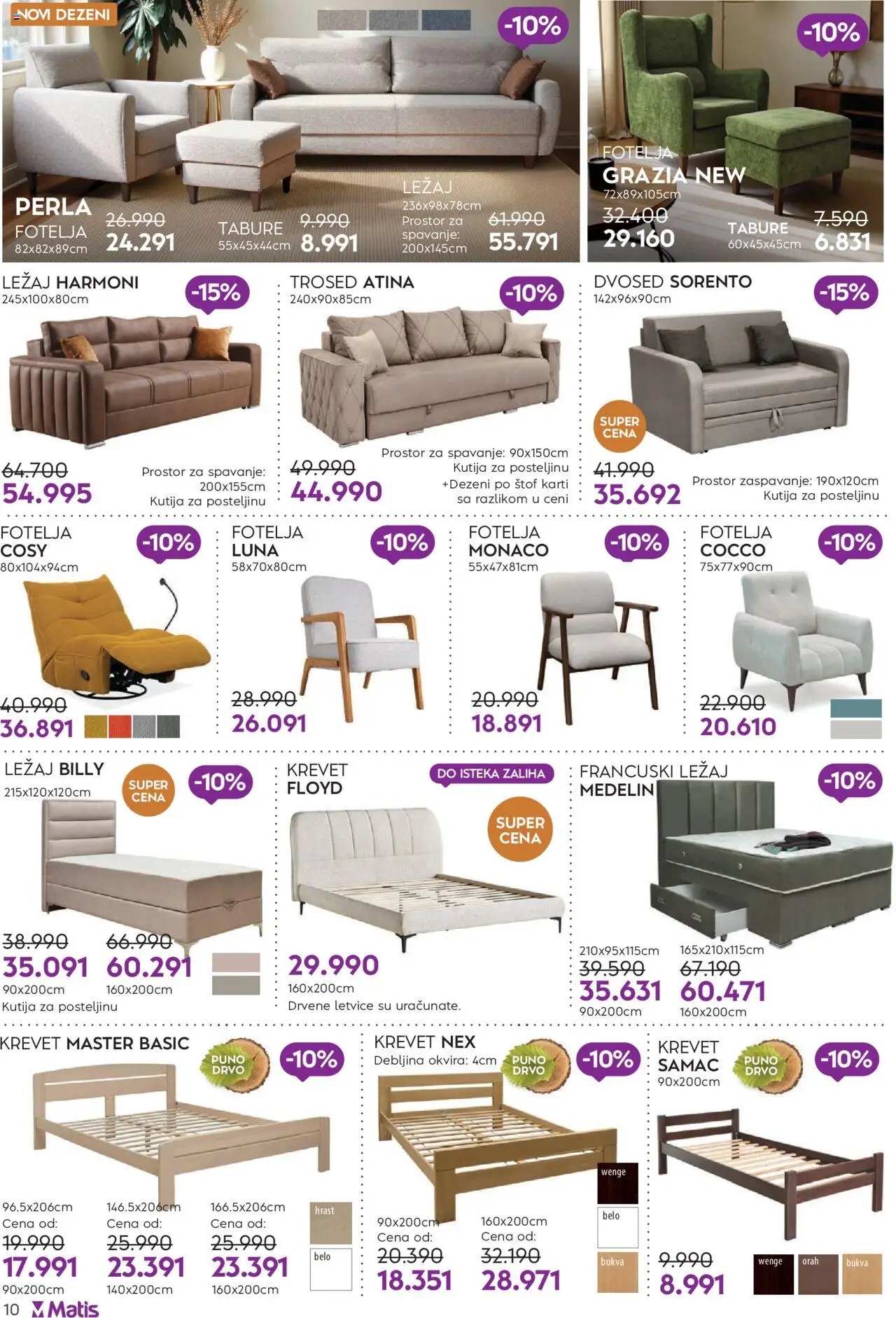 Matis katalog - važi od 01.01.2025 | Strana: 10 | Proizvode: Krevet, Fotelja, Orah, Francuski ležaj