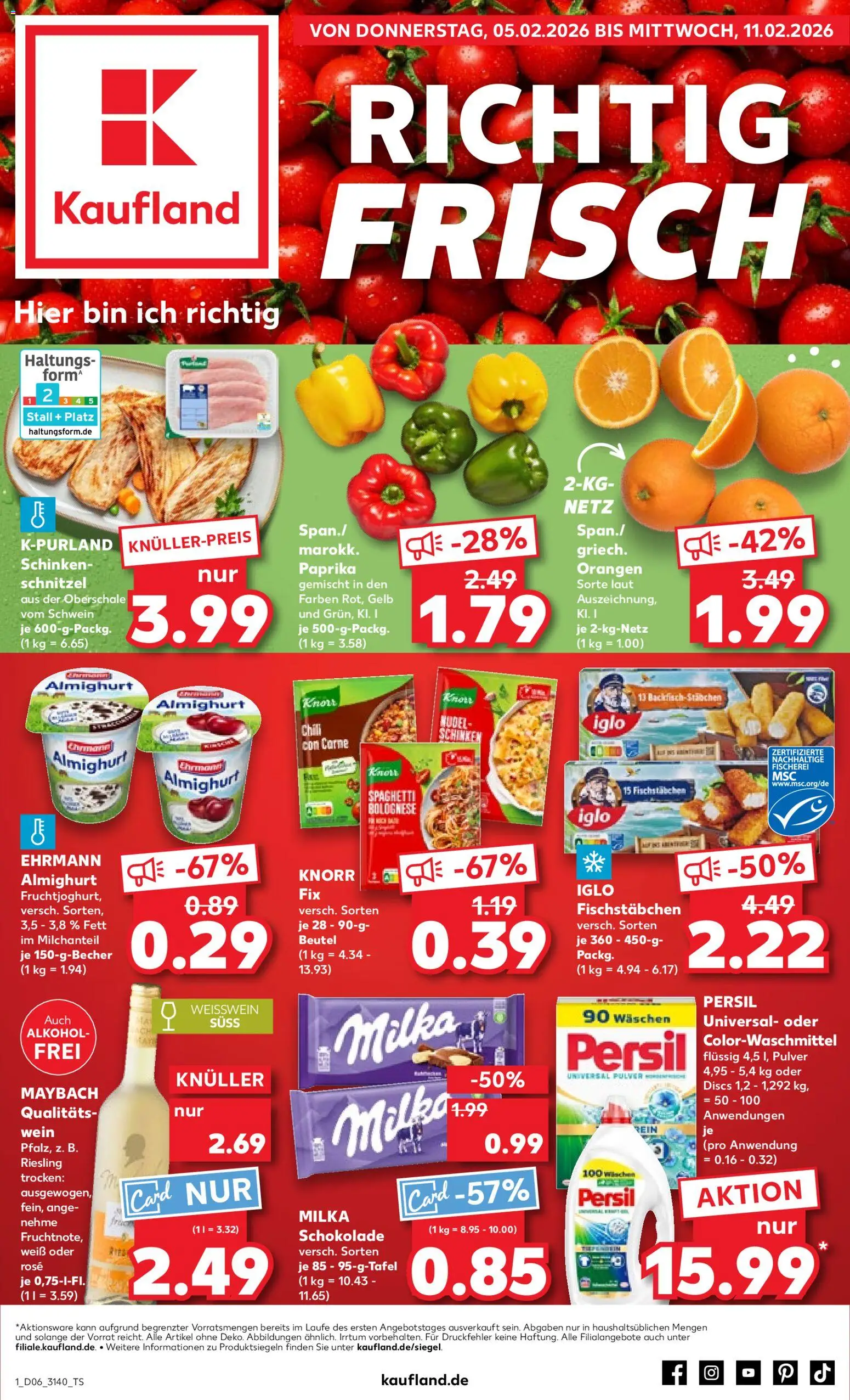 Kaufland prospekt Leipzig	 – gültig ab 05.02.2026 | Seite: 1 | Produkte: Orangen, Knorr, Schinken, Wein