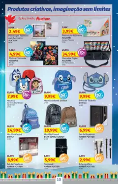 Pré-visualização Auchan - Preços Redondos válido de 02.10.2025 | Página: 10 | Produtos: Mochila, Bolsa, Notebook