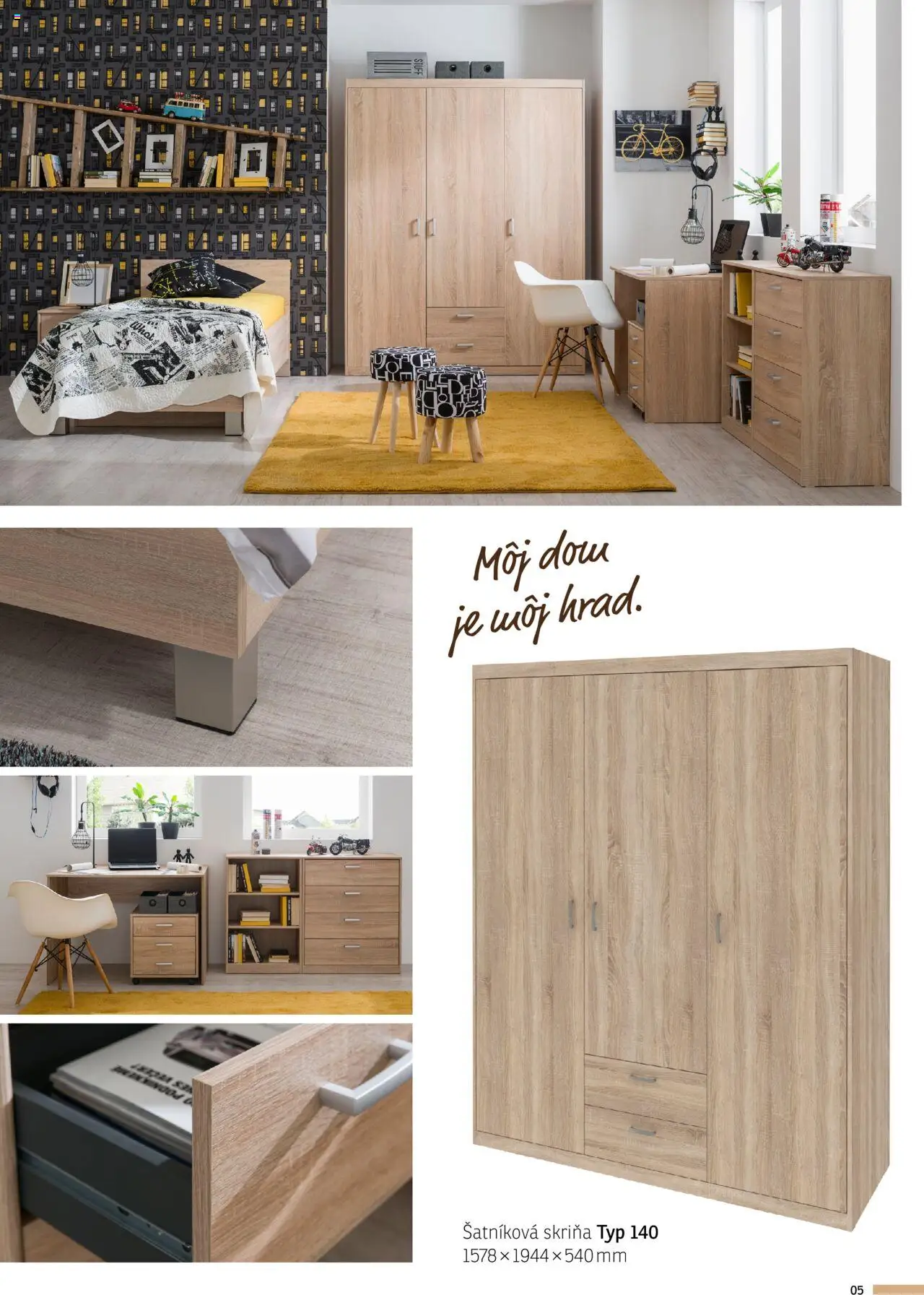 Nové ASKO nábytok akcie – leták je platný od 07.08.2024 | Strana: 5 | Produkty: Nábytok, Posteľ, Šatníková skriňa, Skriňa