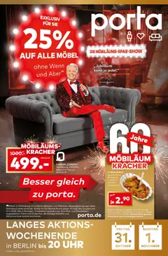 Porta! Möbiläums-Spar-Show mit Guido Cantz und 25% auf ALLE Möbel - Berlin ab 27.10.2025 gültig