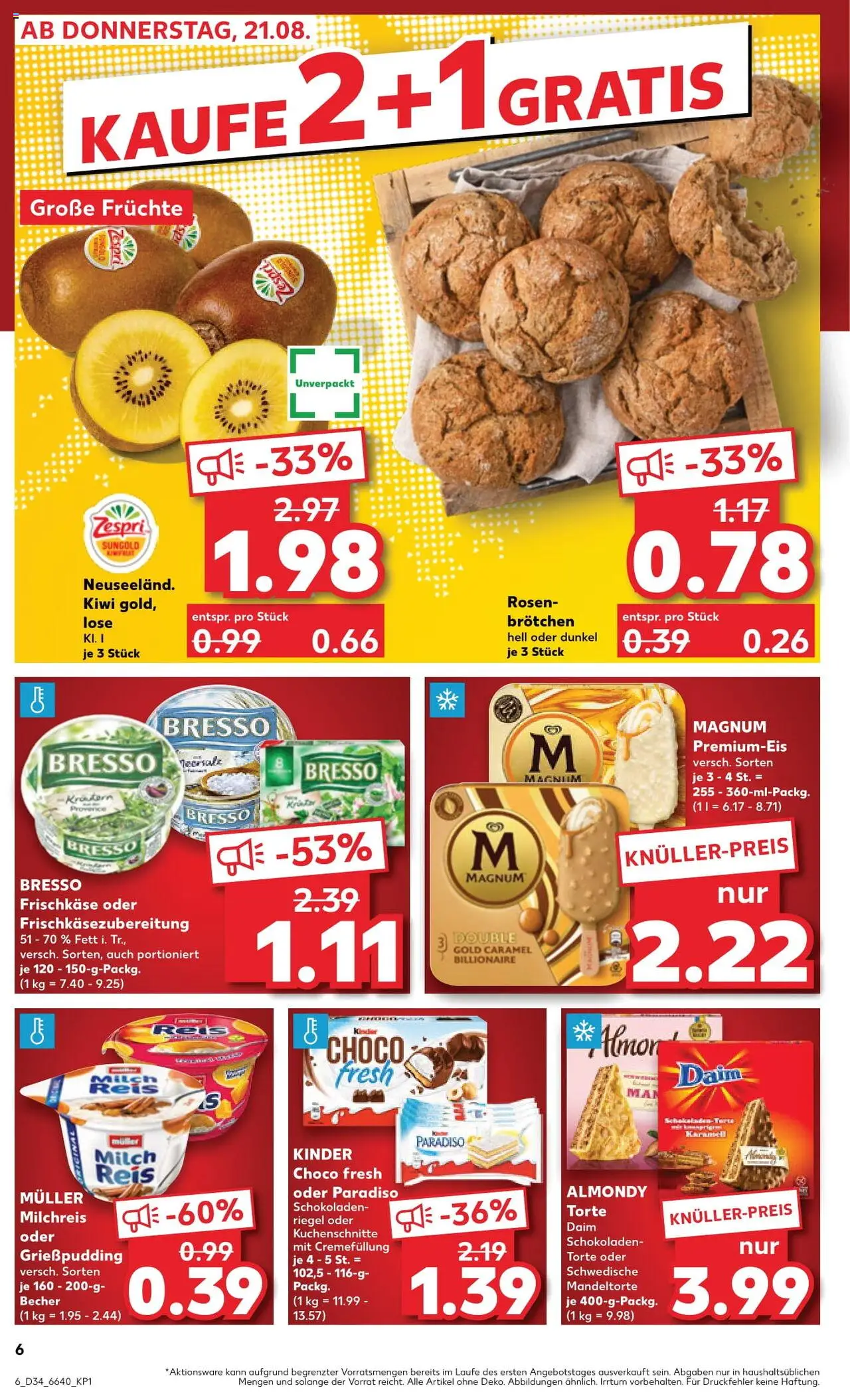 Kaufland Prospekt 	 - gültig ab dem 21.08.2025 | Seite: 6 | Produkte: Milch, Reis, Kiwi, Frischkase