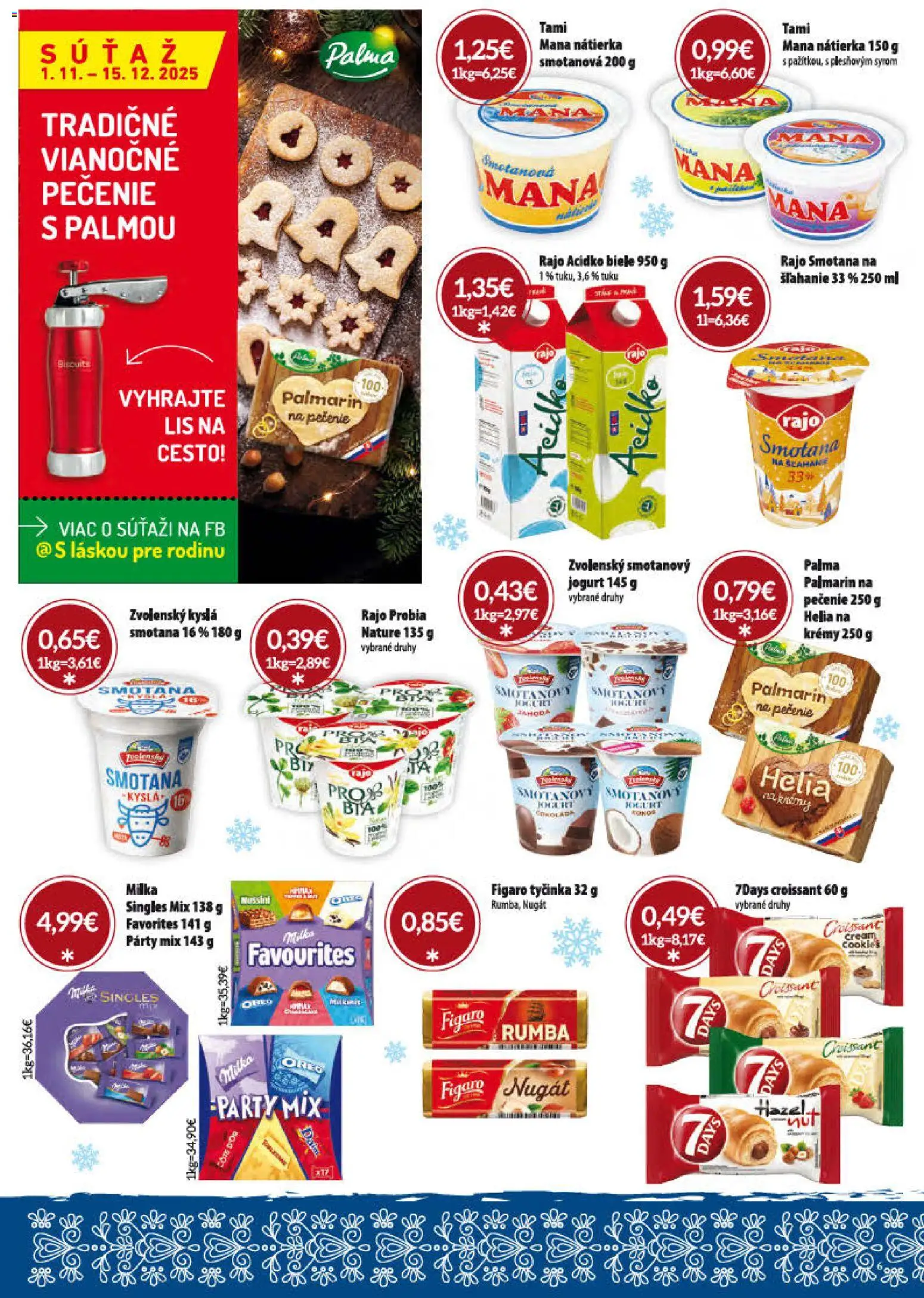 Nové CBA Verex akcie – leták je platný od 01.12.2025 | Strana: 6 | Produkty: Jogurt, Smotana, Palmarin, Milka