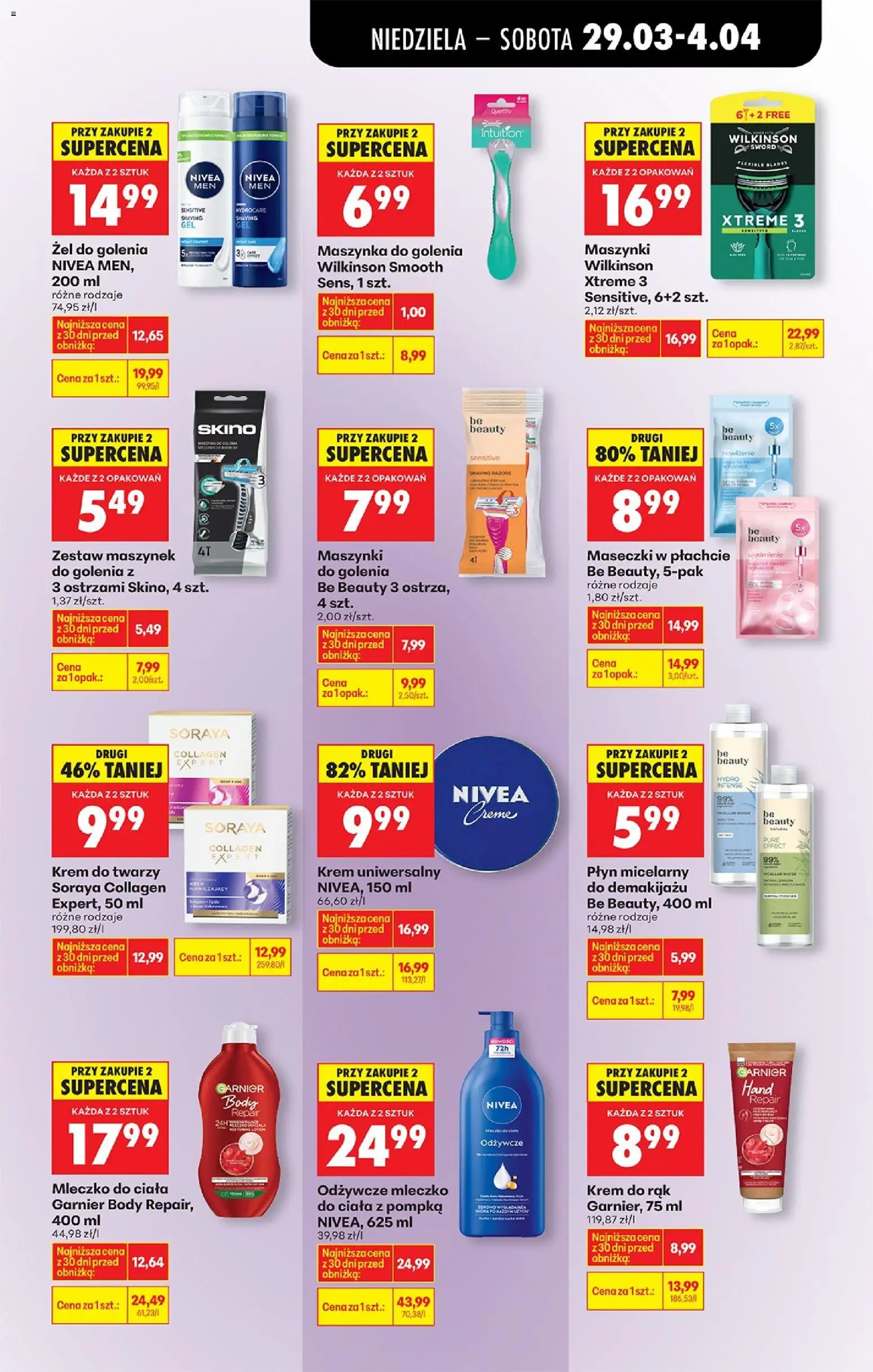 Biedronka gazetka od niedzieli od 29.03.2026 | Strona: 71 | Produkty: Maszynka do golenia, Body, Be beauty, Krem do twarzy