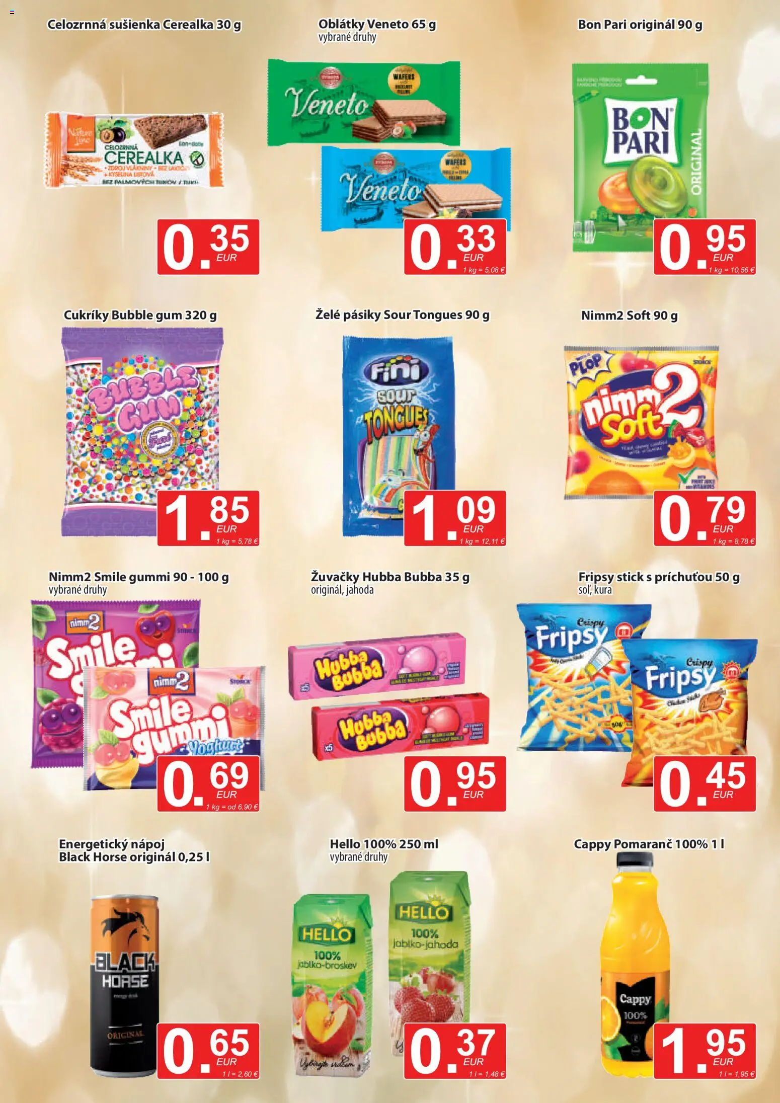 Nové CBA Verex akcie – leták je platný od 01.12.2025 | Strana: 9 | Produkty: Cukríky, Energetický nápoj