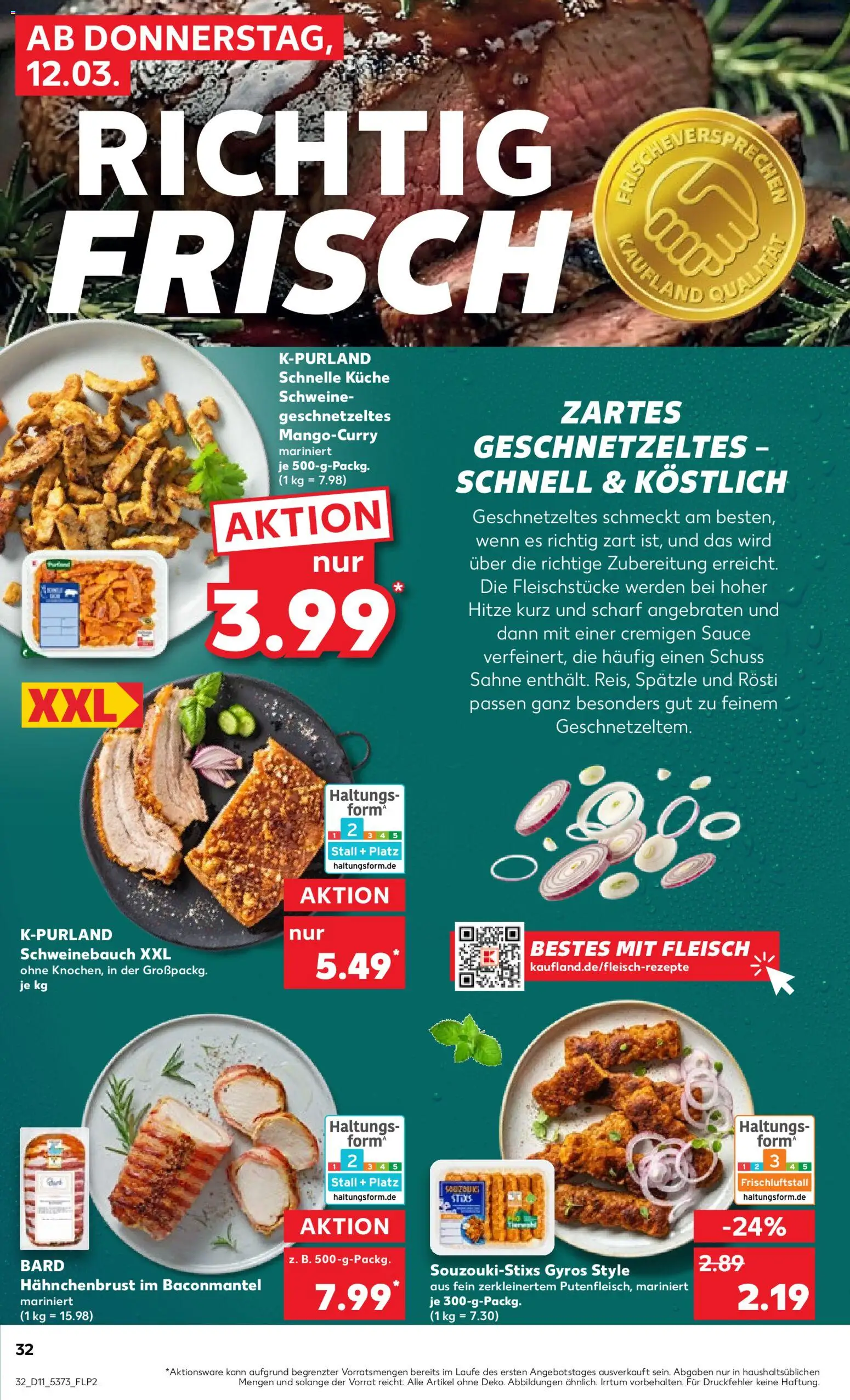 Kaufland Prospekt Hamburg	 – gültig ab 12.03.2026 | Seite: 32 | Produkte: Schweinebauch, Küche, Gyros, Hahnchenbrust
