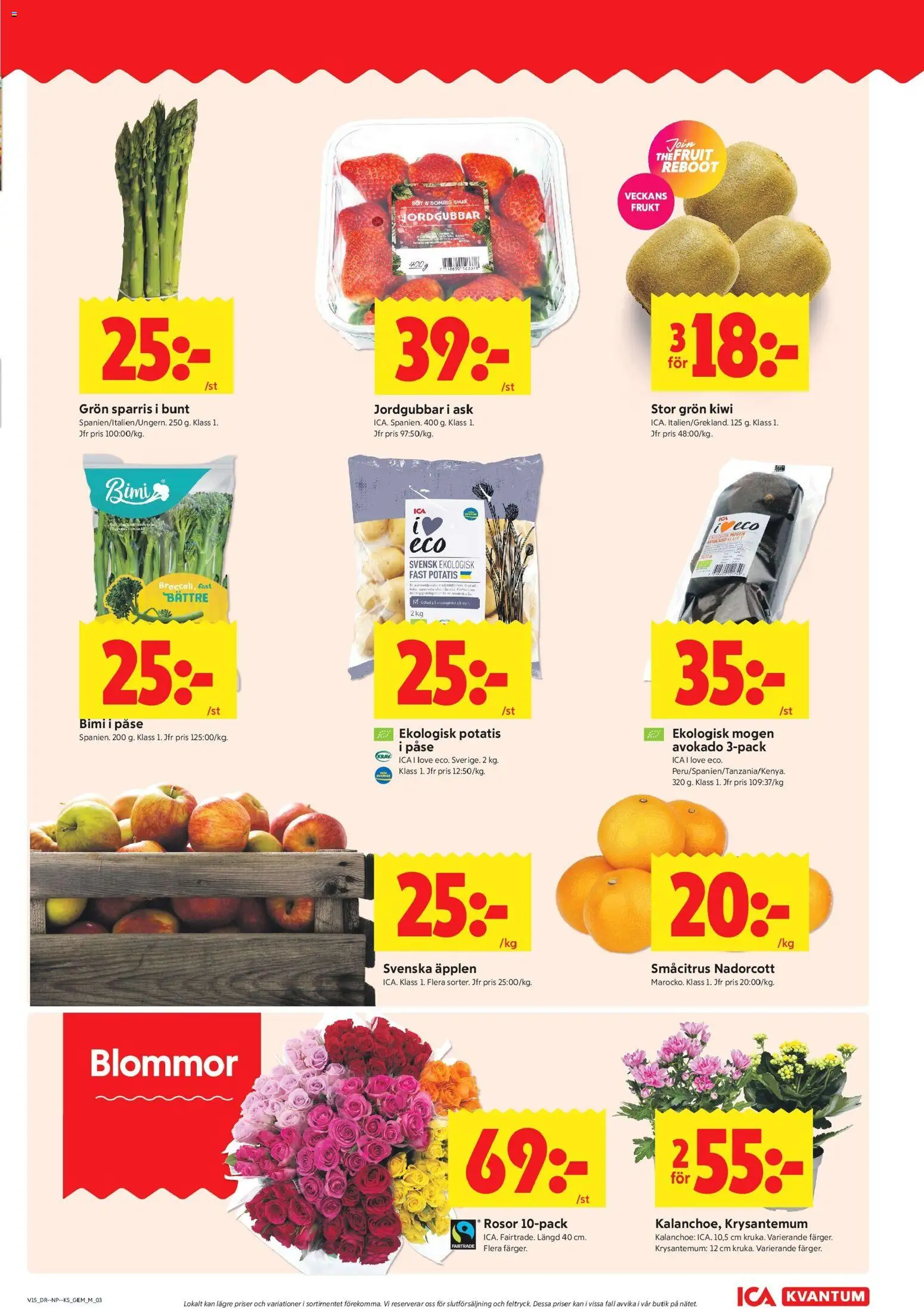 ICA Kvantum reklamblad aktuell från 06.04.2026 | Sida: 3 | Produkter: Äpplen, Potatis, Kiwi, Sparris