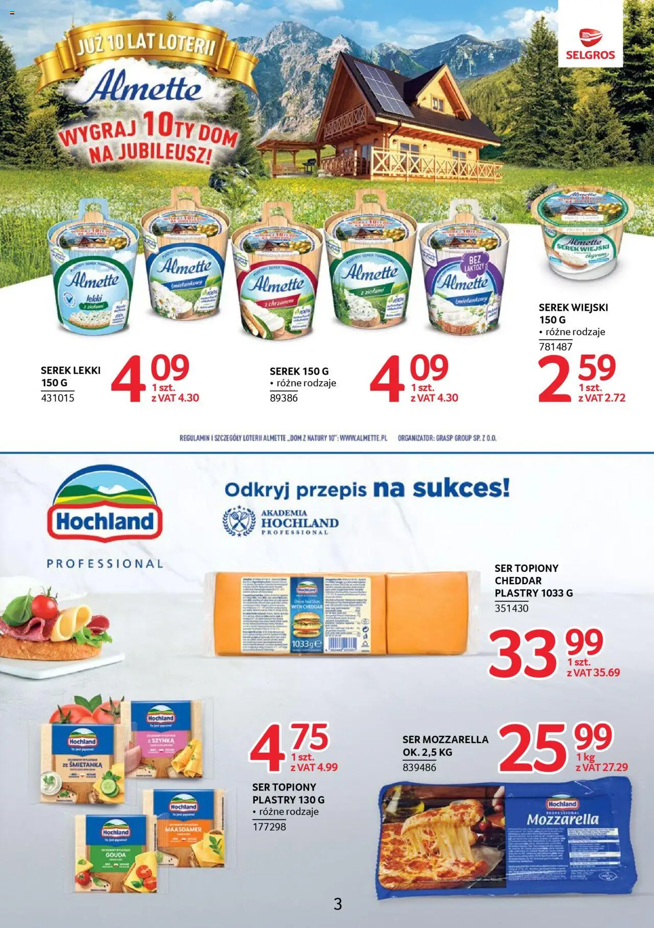 Selgros cash&carry Gazetka - Markowe produkty od 09.10.2025 | Strona: 3 | Produkty: Ser topiony, Serek, Serek wiejski, Cheddar