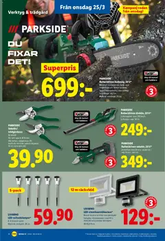 Lidl erbjudanden - Förhandsvisning av reklamblad från butik Lidl aktuell från 23.03.2026 | Sida: 20 | Produkter: Sekatör, Batteri, Laddare
