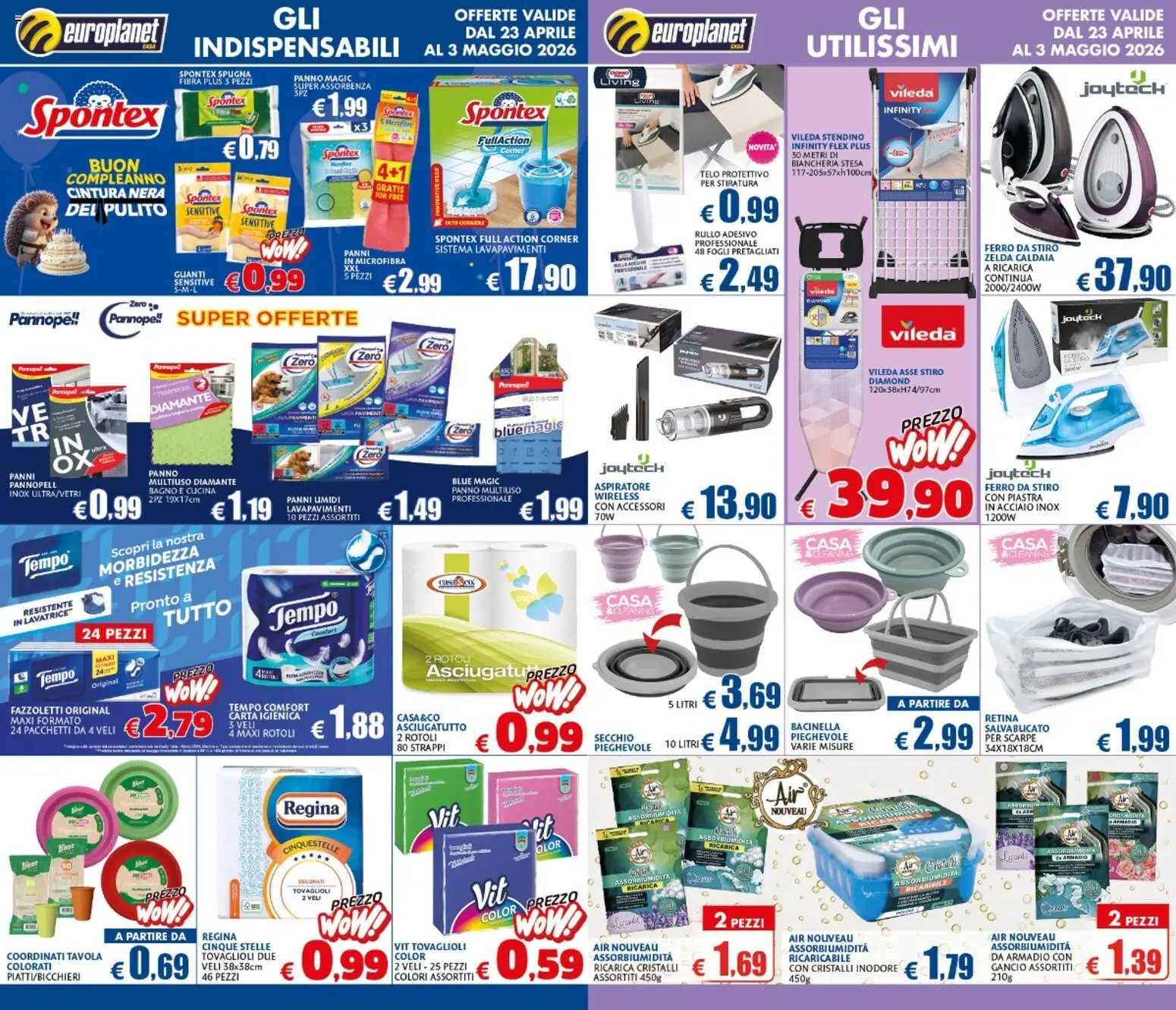 Volantino Europlanet Casa del 23.04.2026 | Pagina: 5 | Prodotti: Fazzoletti, Scarpe, Lavatrice, Secchio