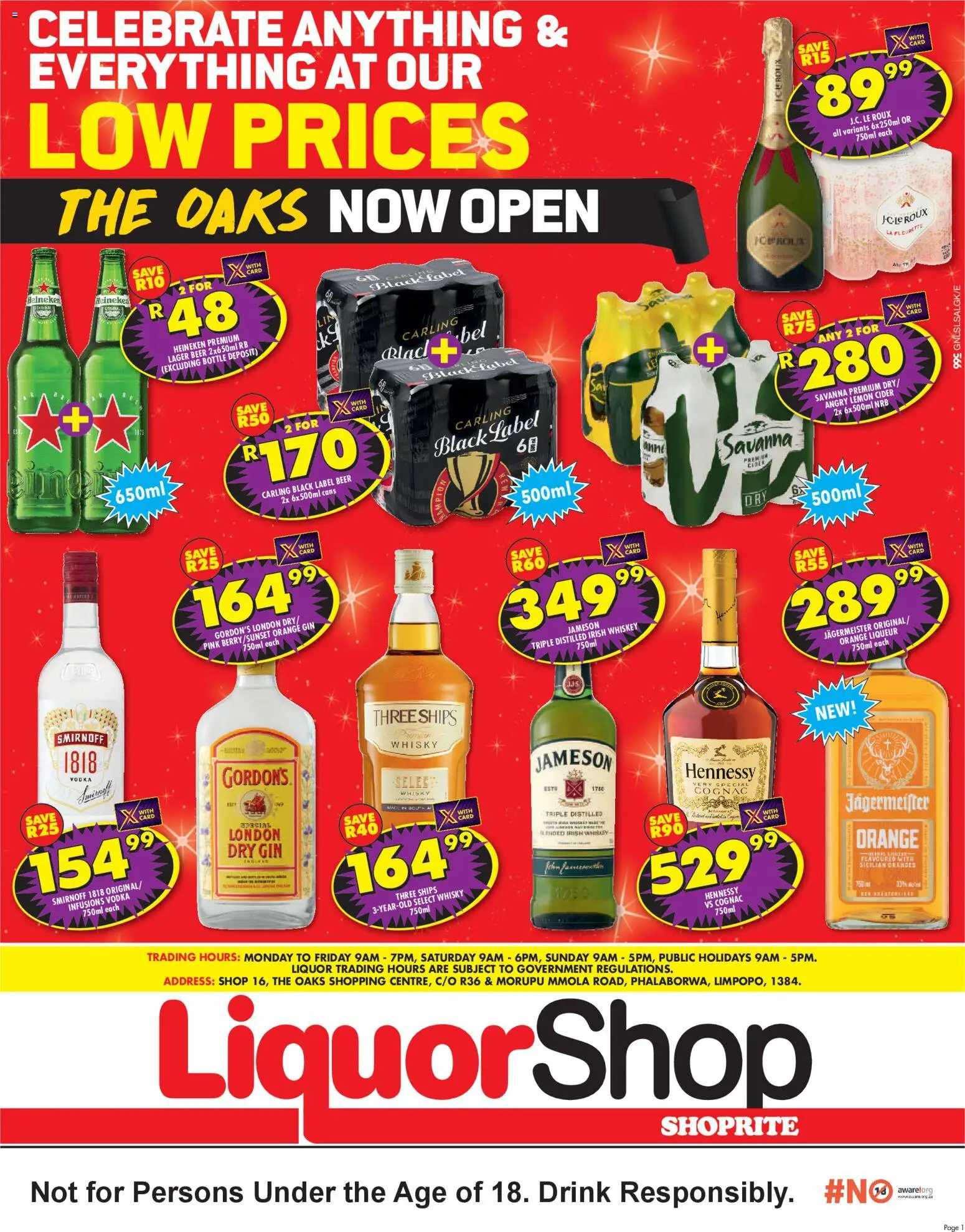 New Shoprite catalogue – valid from 10.11.2025 | Page: 1 | Products: Beer, Gin, Vodka, Ensalada de quino